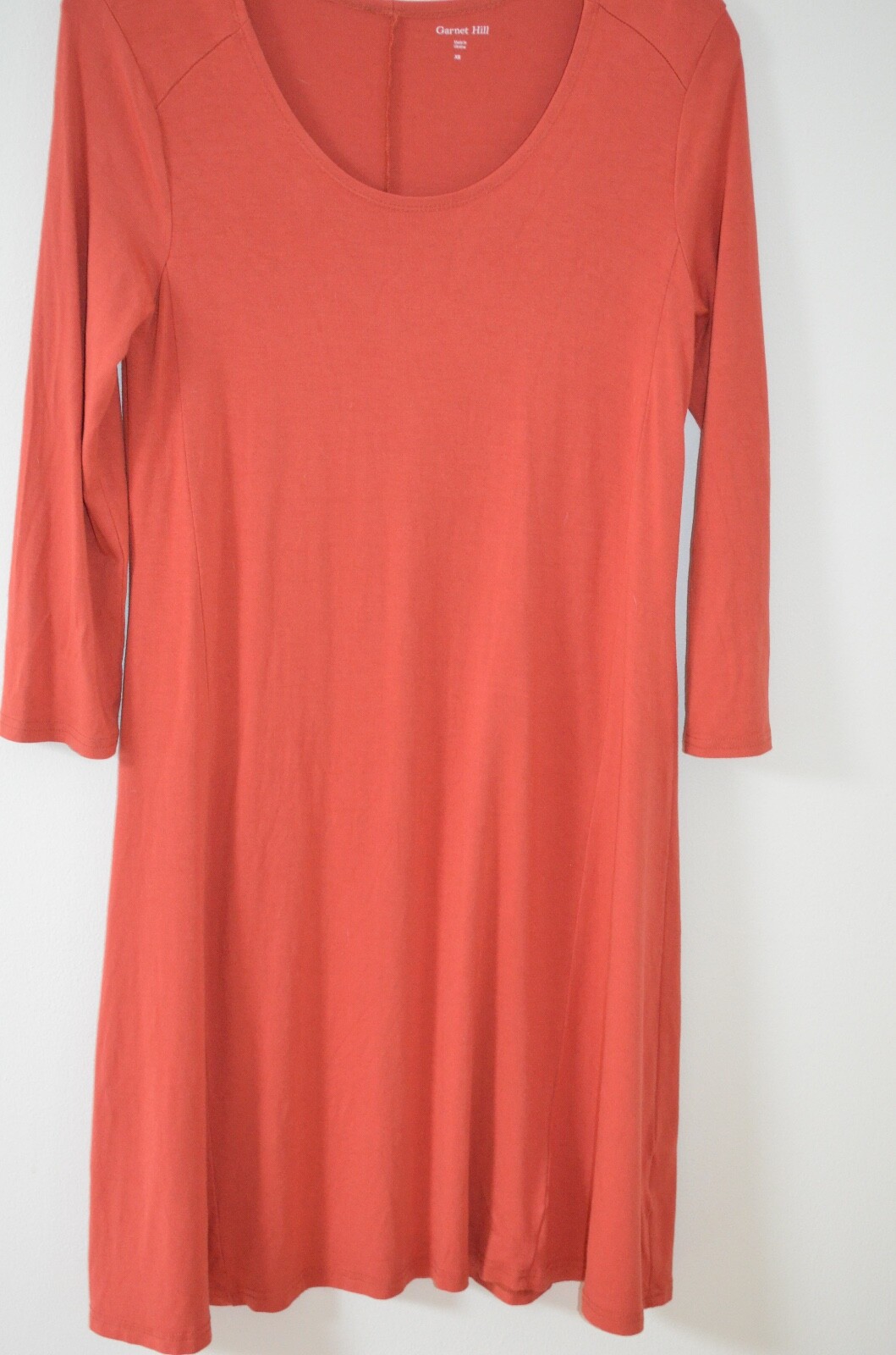 Garnet Hill Burnt Orange Scoop Neck 95% Viscose/5% Spandex Swing Dress Size XS