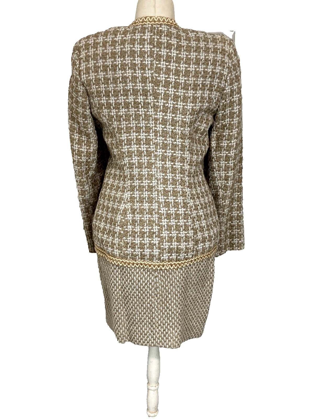 Morgan de Toi 3pc Boucle Tweed Suit Jacket Skirt Vest France Small