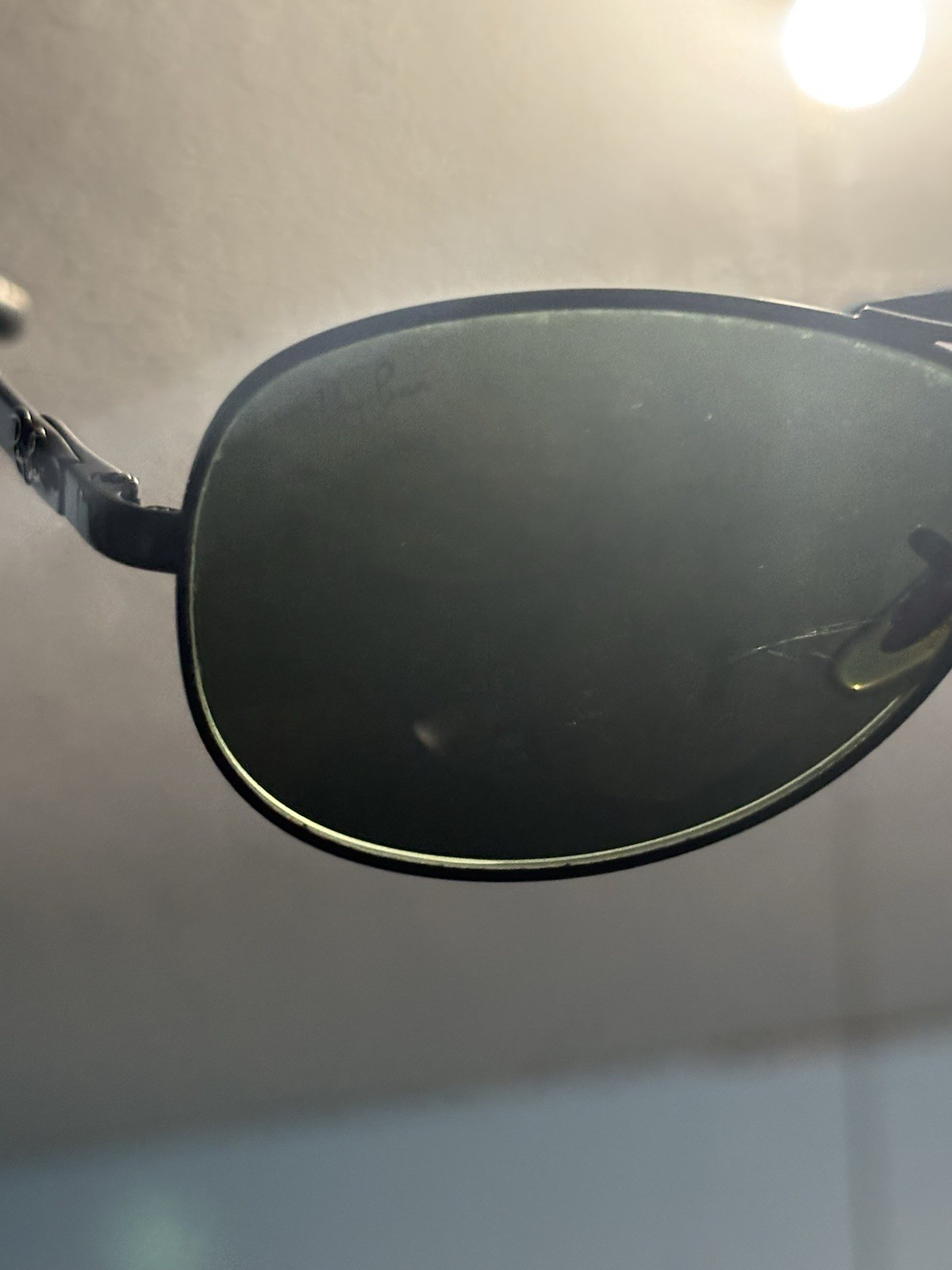 Ray-Ban RB8301 Aviator Sunglasses Polarized Green Glass Lenses Black Metal