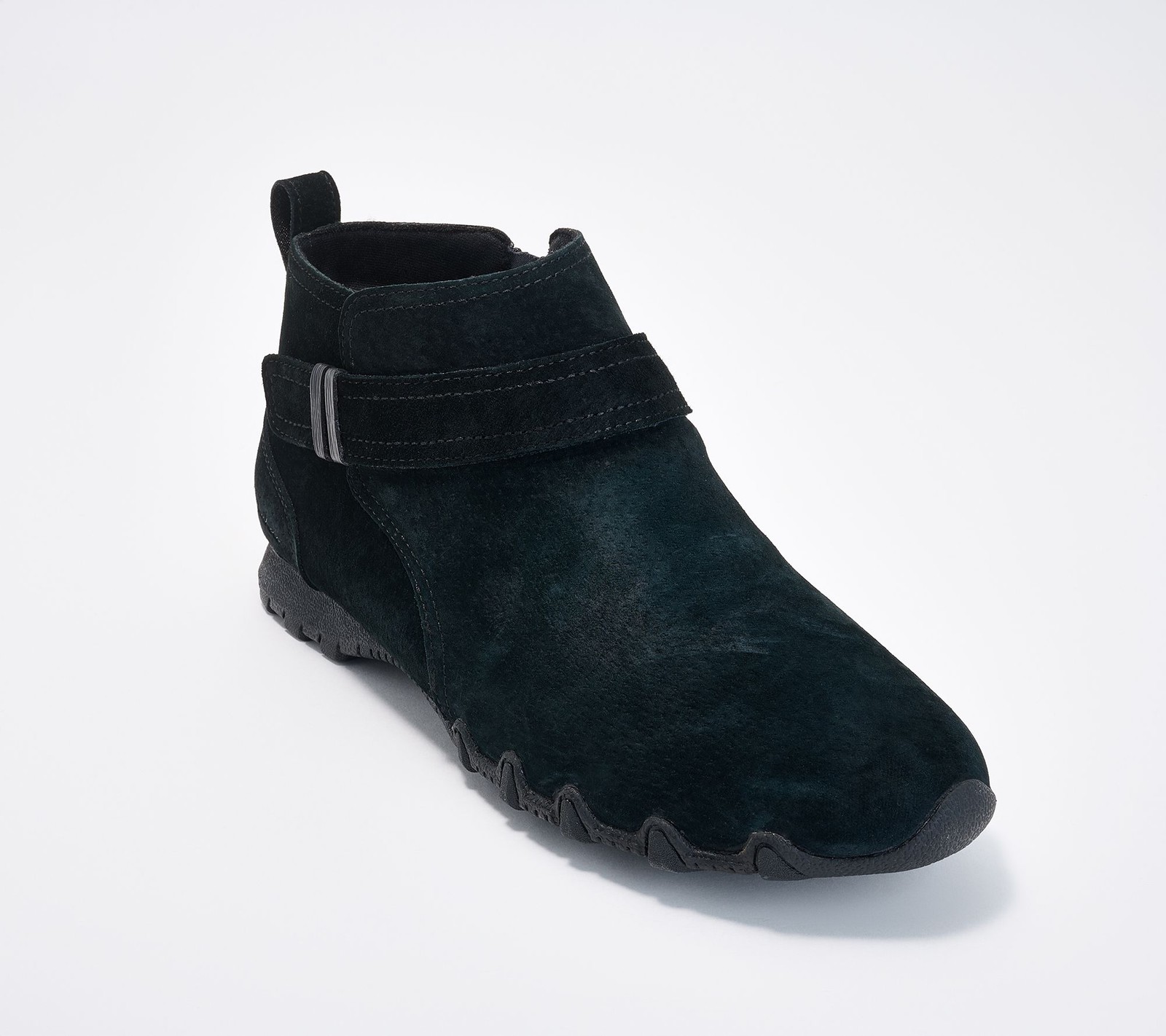 Skechers Bikers Lite Suede Side-Zip Booties Black 7/W New