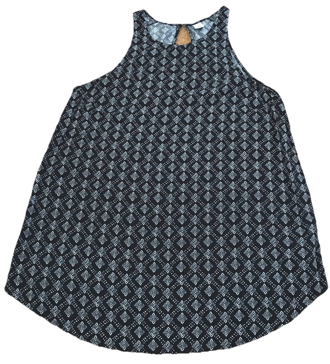 Old Navy Black White All over Print Keyhole Sleeveless Tank Top Woman’s Size S