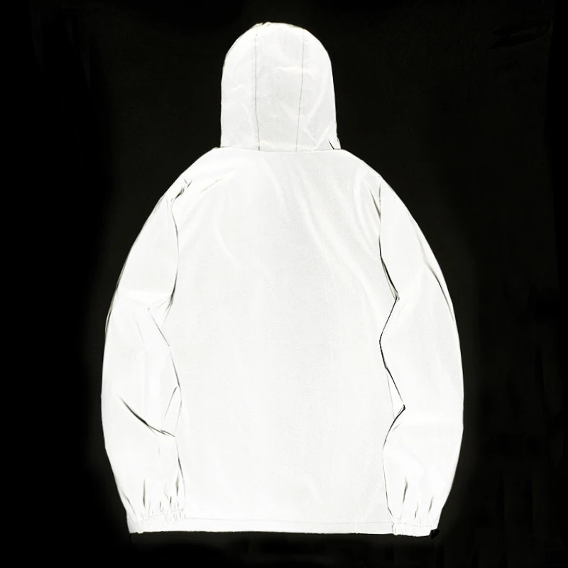 NEW SIZE Night Reflective Jackets Double Fabric Windbreaker Hooded Jacket Men