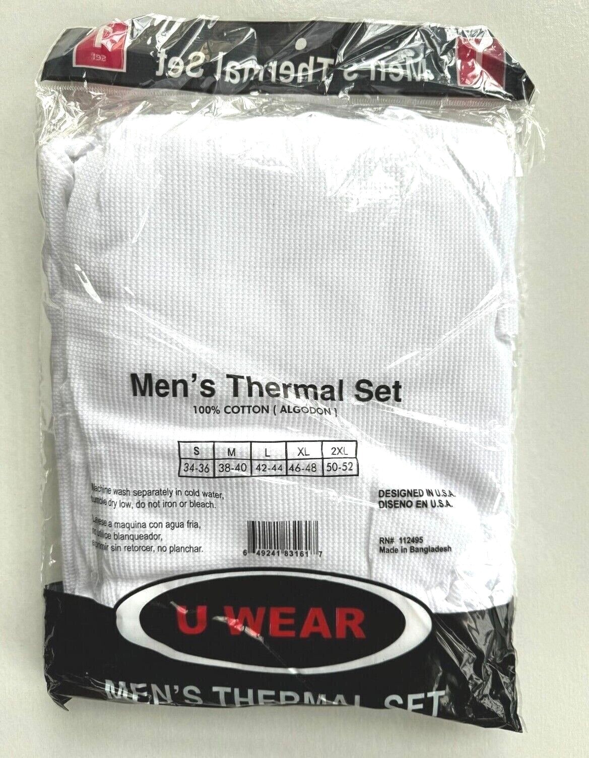 Men’s Mens Thermal Underwear Set 2PC Piece Top Bottom Long John Waffle Sm-4XL
