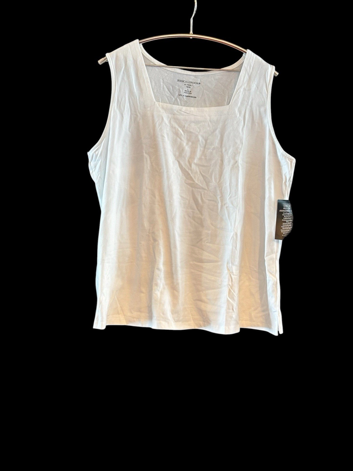 Jessica London Square Neck Tank Top LG (2) NWT Coral/White