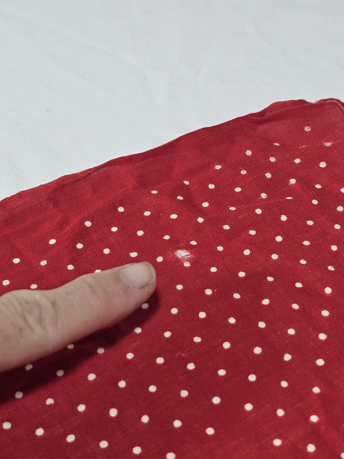 Vintage Fast Color Elephant Trunk Down Red Polka Dot Scarf Bandana 15″ x 16″
