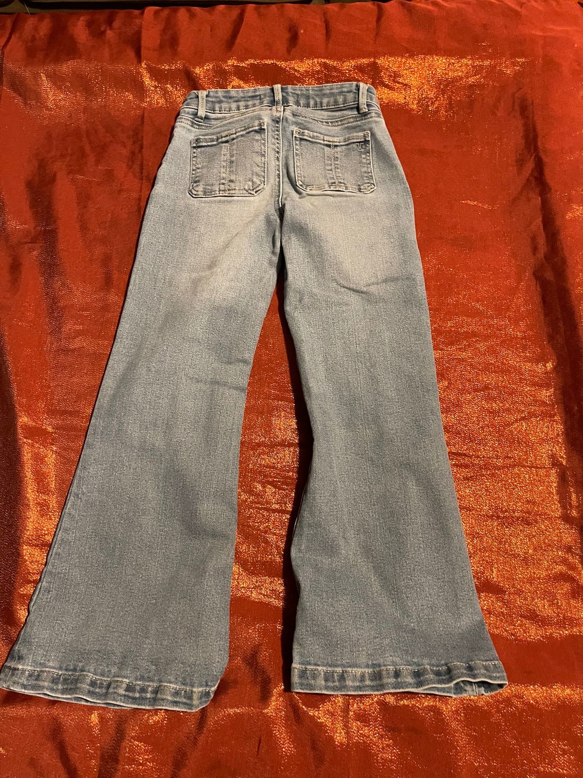 tractr Jeans Womens Not Specified Light Blue Flared Distressed Knee Casual
