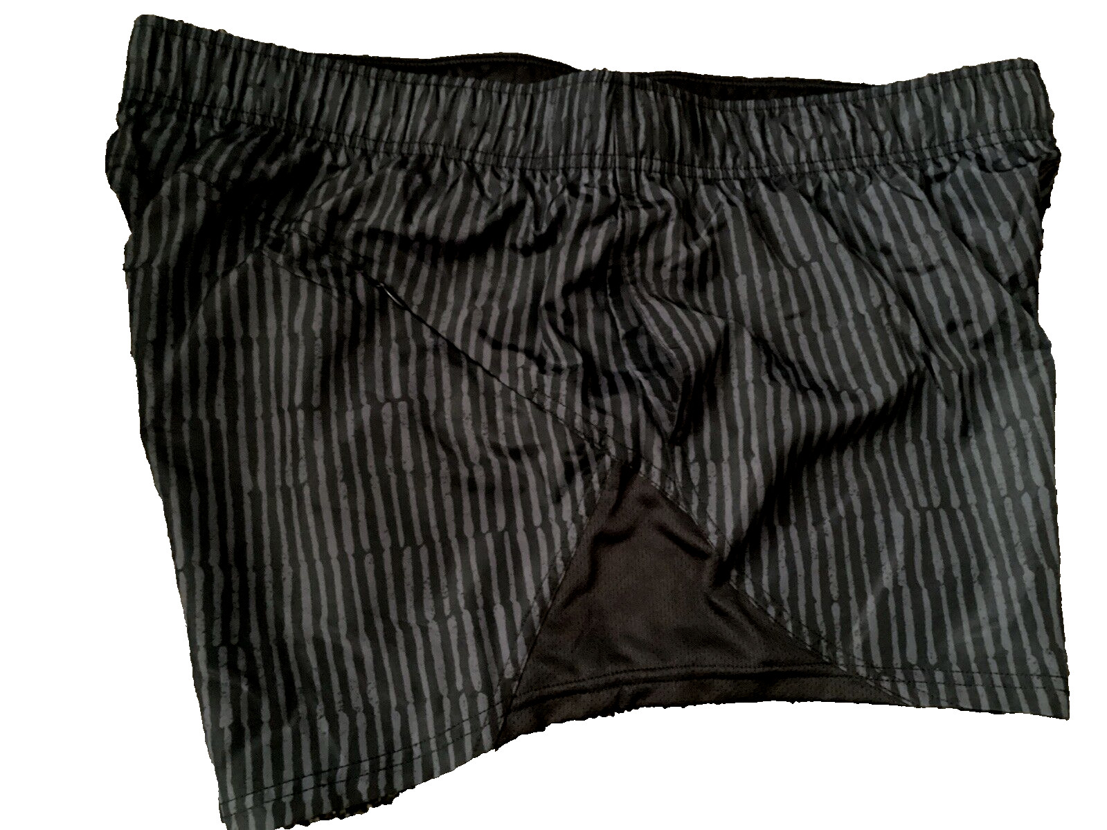 ATHLETIC WORKS MOISTURE WICKING BLACK SOOT STRIPE RUNNING SHORTS Pockets Sz XL*