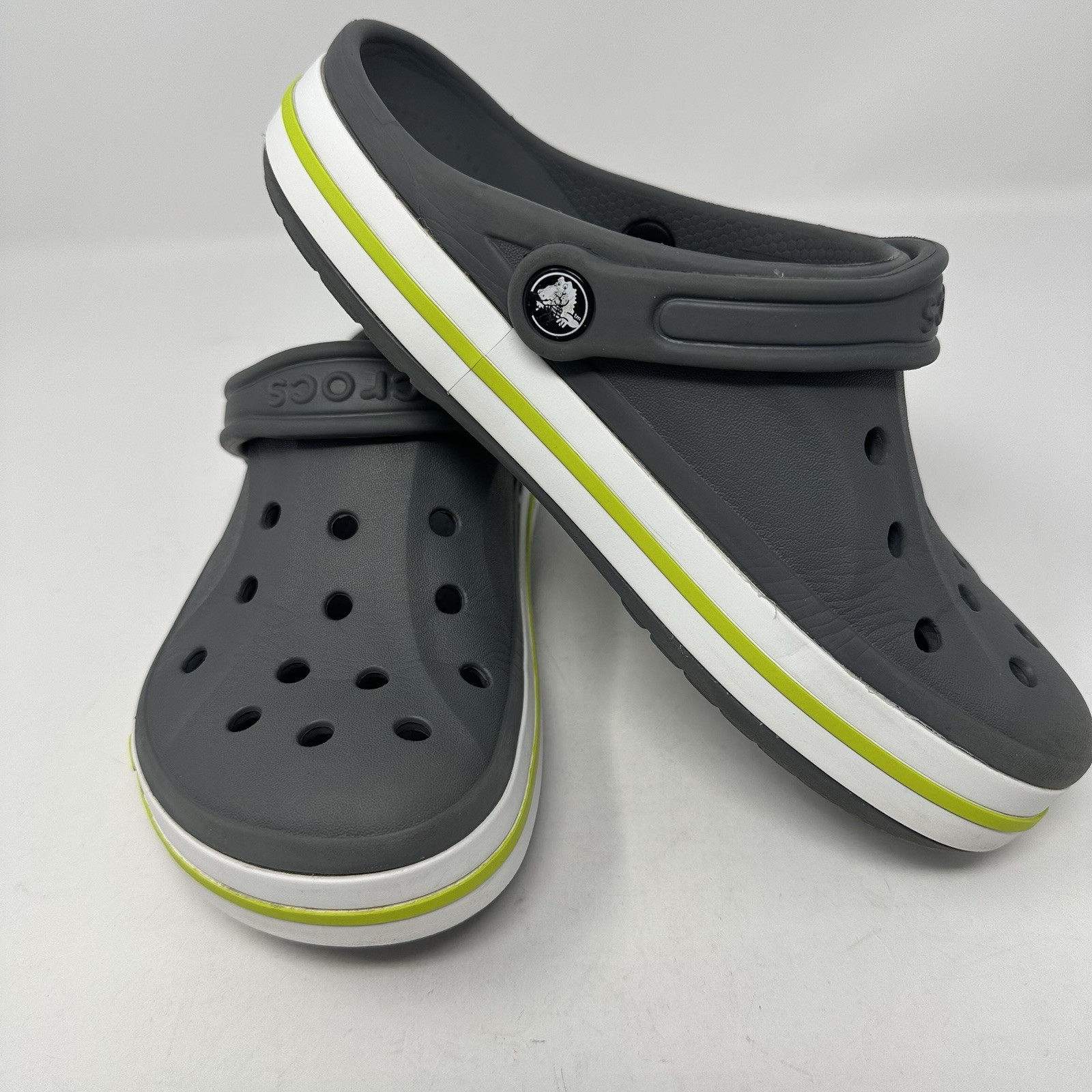 Crocs Bayaband Clogs Women Size 8 Men Size 6 Gray/Lime Punch