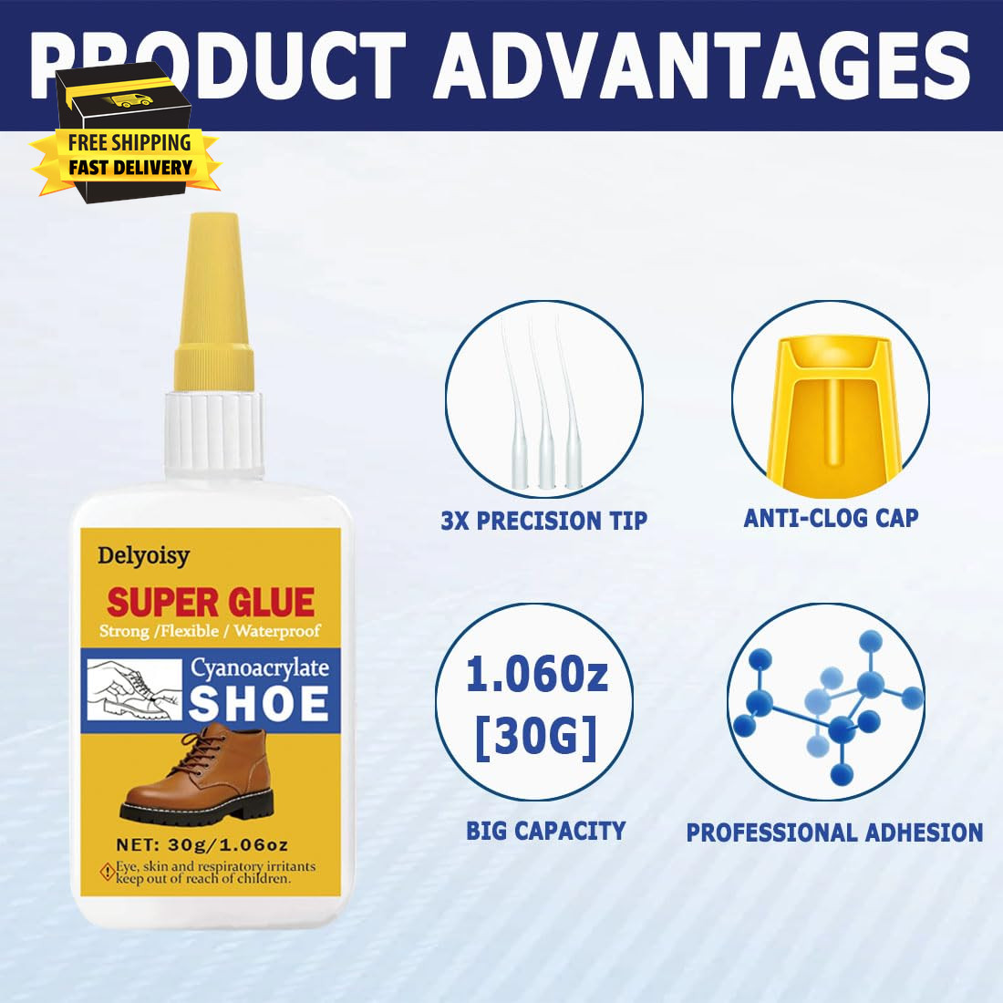 30G Shoe Glue for Sole Repair – Heavy Duty Super Adhesive for Boots, Sneakers, L