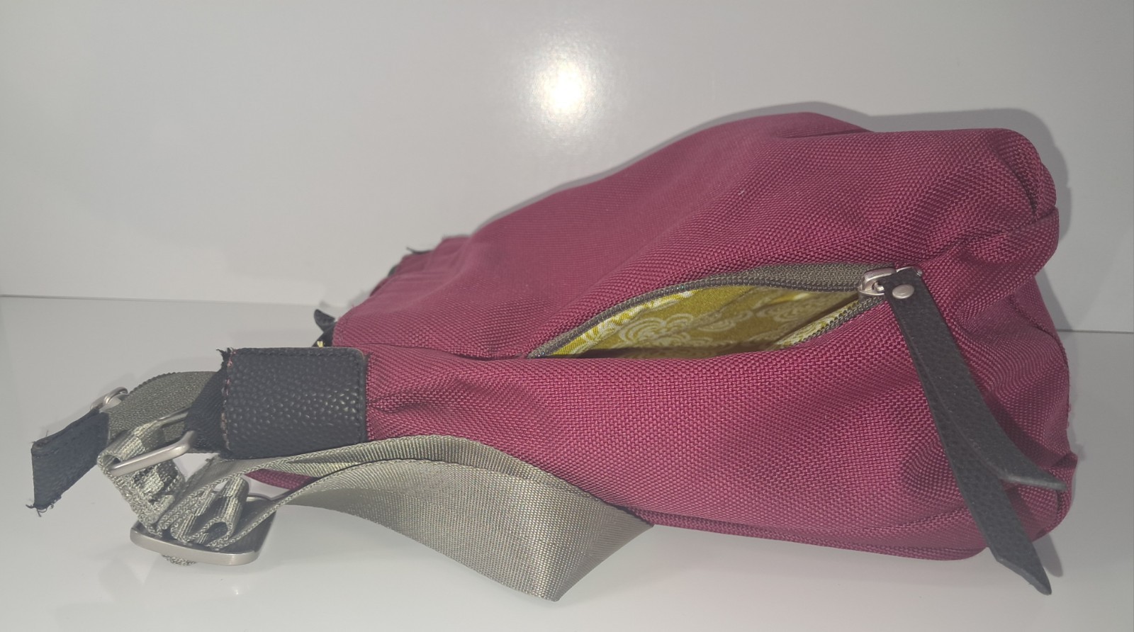 Haiku Jaunt Crossbody Bag Fuchsia Canvas Embroidered Floral Adjustable Straps