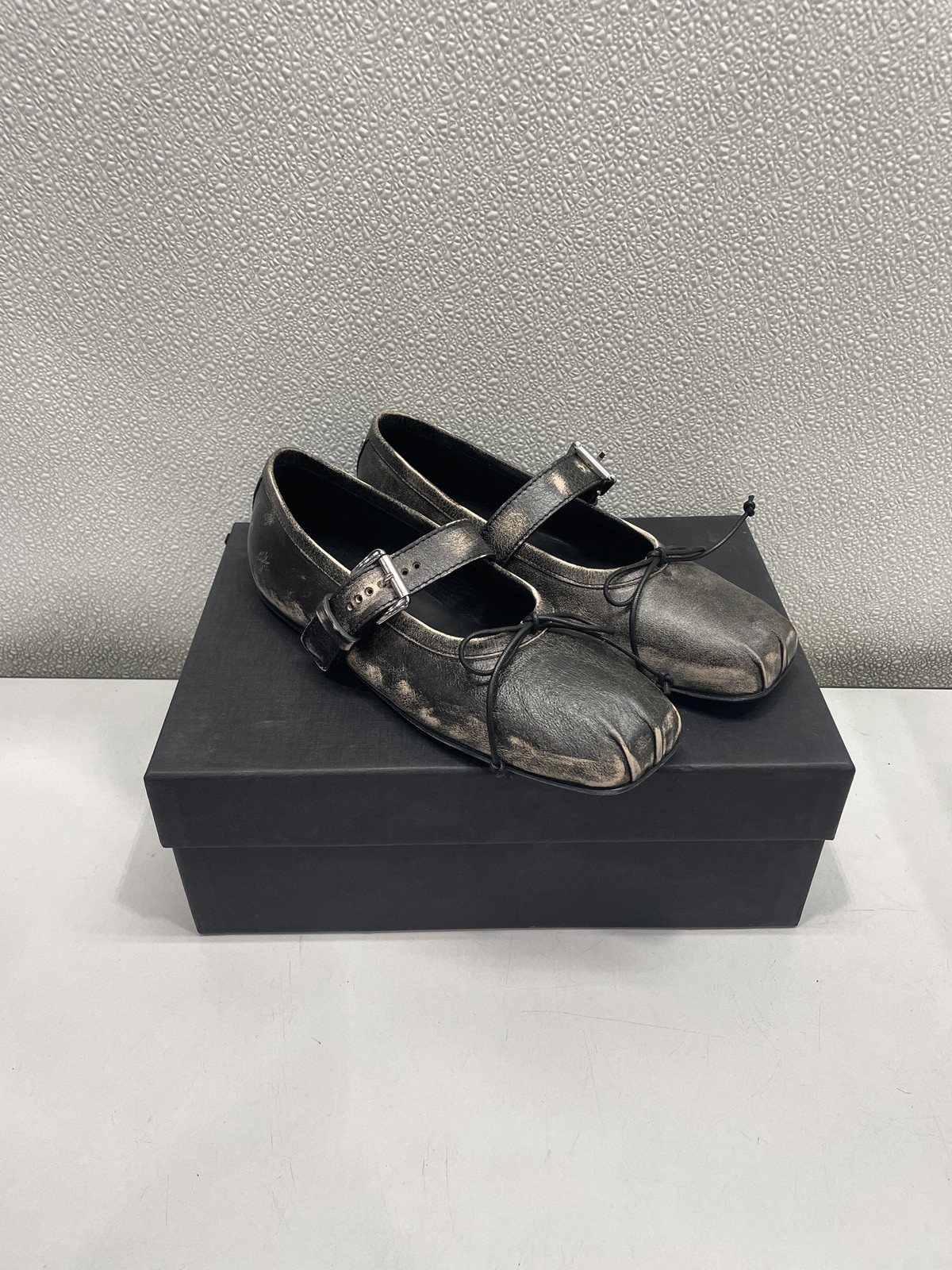 Ann Demeulemeester Zoey Ballerinas Pleated Square Toe Flat Women’s US 7.5