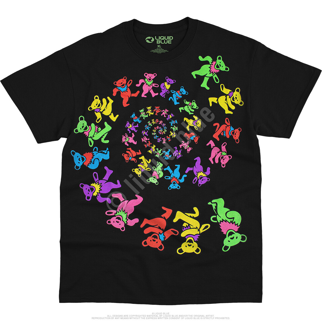 GRATEFUL DEAD-SPIRAL BEARS BLACKLIGHT-GLOW N BLKLT-SHIRT S-M-L-XL-2X,3X Garcia