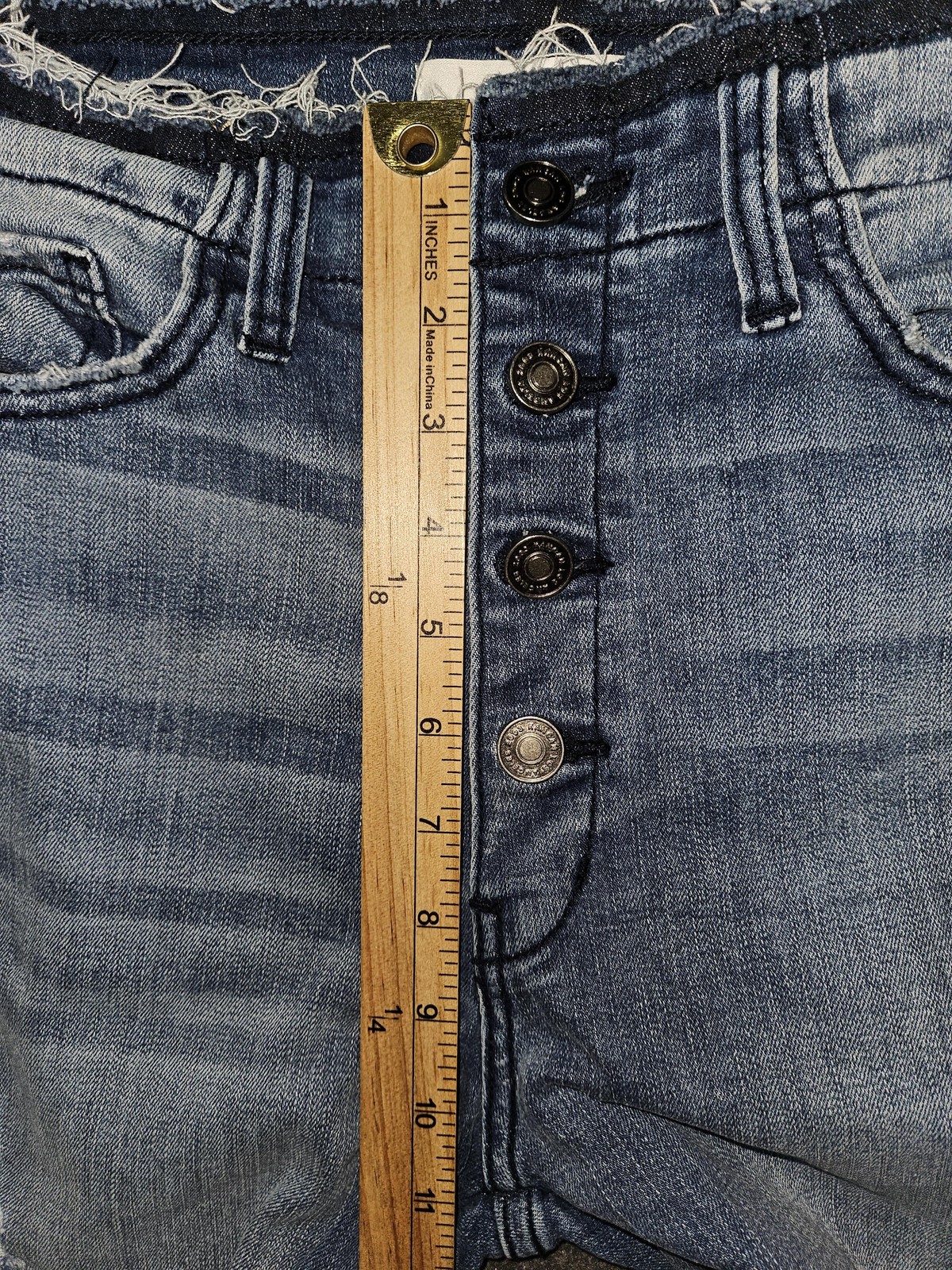KanCan Jeans Womens 11/29 Blue High Rise Button Fly Distressed Raw Hem Denim