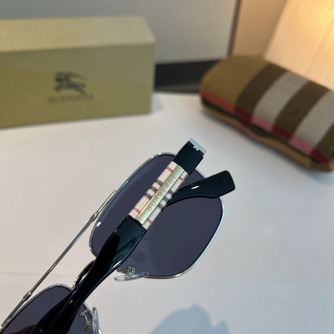 Burberry BE2394 Sunglasses 64‑16‑143 Silver Frame Dark Blue Lens