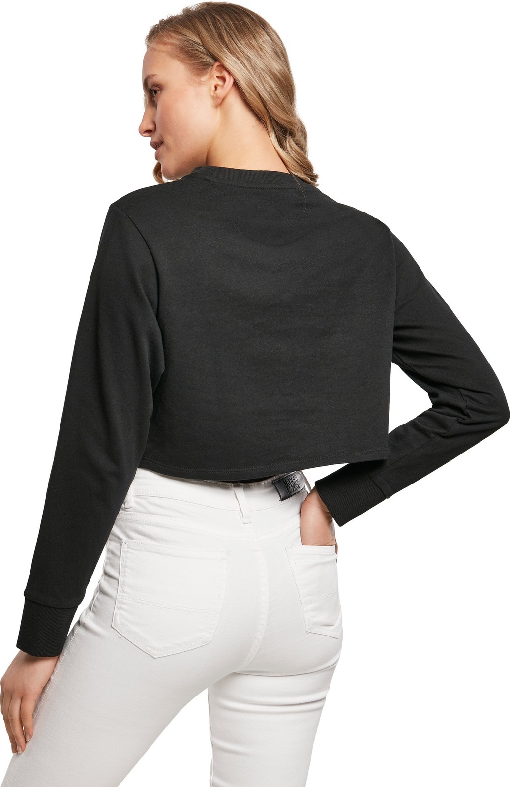 Build Your Brand Women’s terry cropped crew – Collar, Set-in sleeve, No pockets