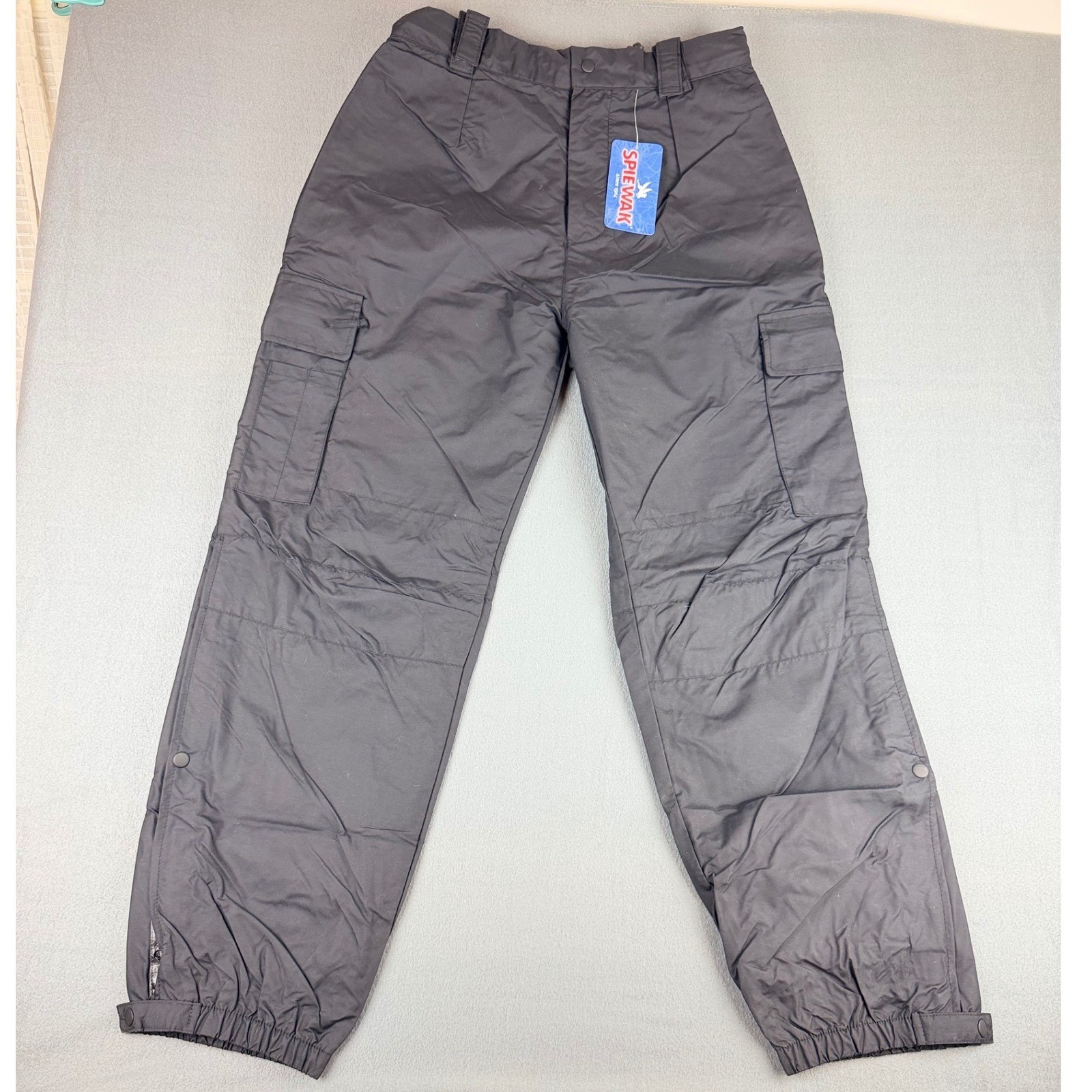 Spiewak Mens Black Nylon Cargo Pants S1785 Full Side Zip Tactical Utility L Reg
