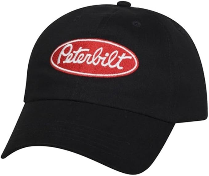 Peterbilt Black Twill Ball Cap Hat with Red Logo Velcrotype Adjusting