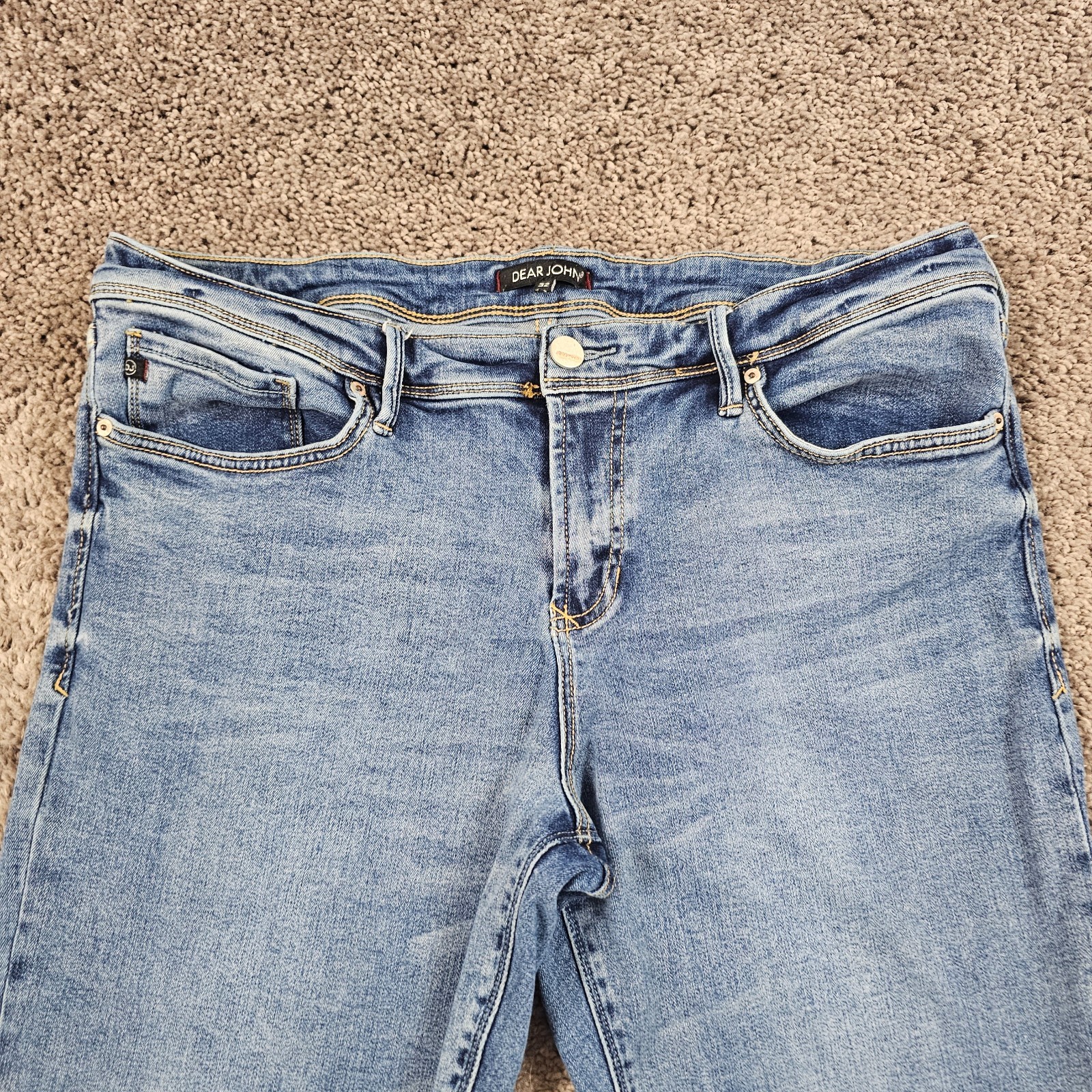 Dear John Jeans Women 32 Boot Cut Mid Rise Stretch Light Wash Sloane 33×32