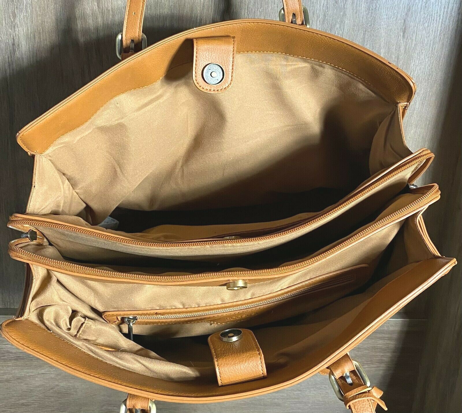 Ecosusi Brown Faux Leather Laptop Tote Bag Briefcase Purse Shoulder Bag Tassel