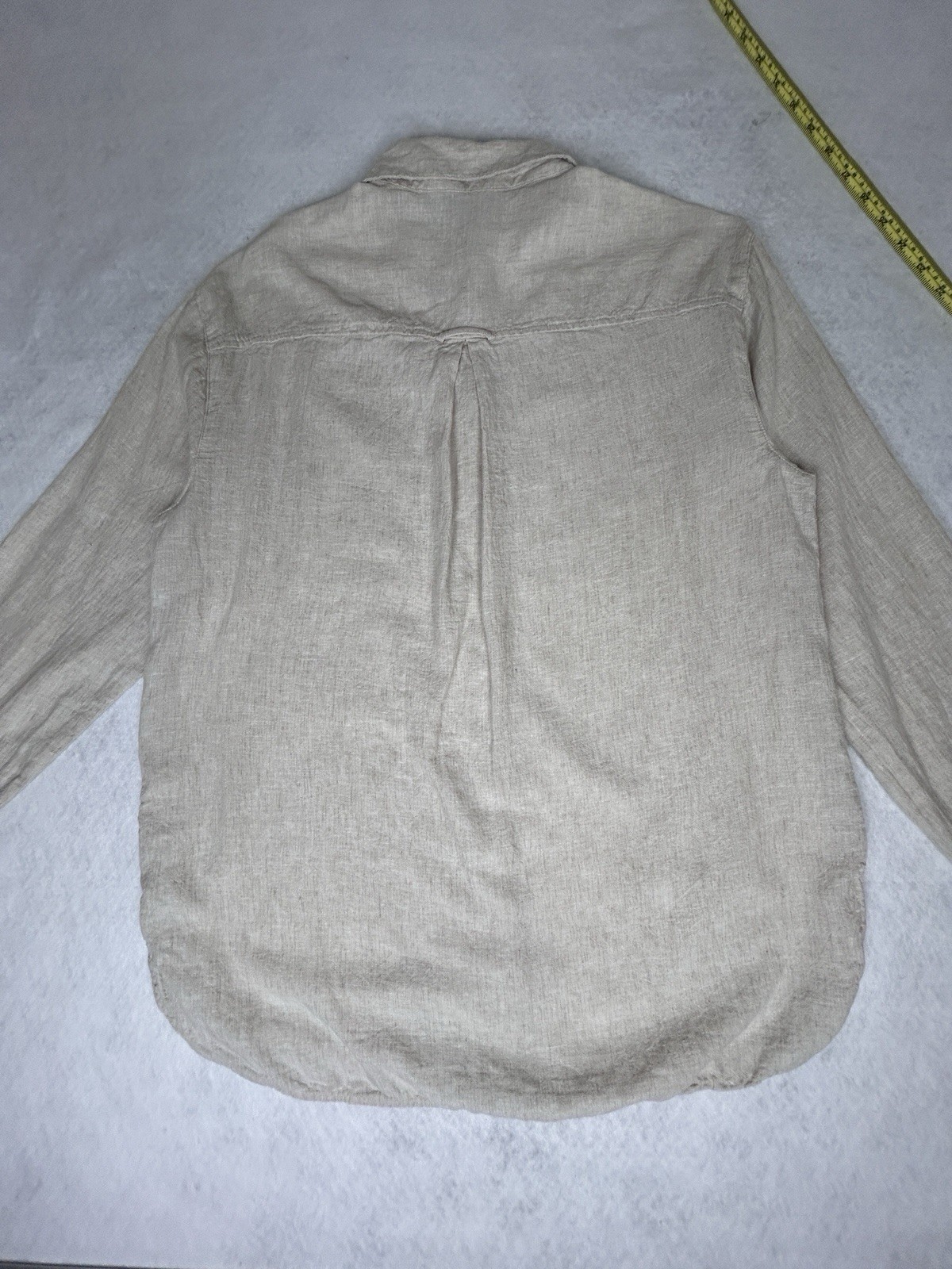 NWT Old Navy Linen Blend Natural Tan Button Long Boyfriend Shirt Blouse 14TALL
