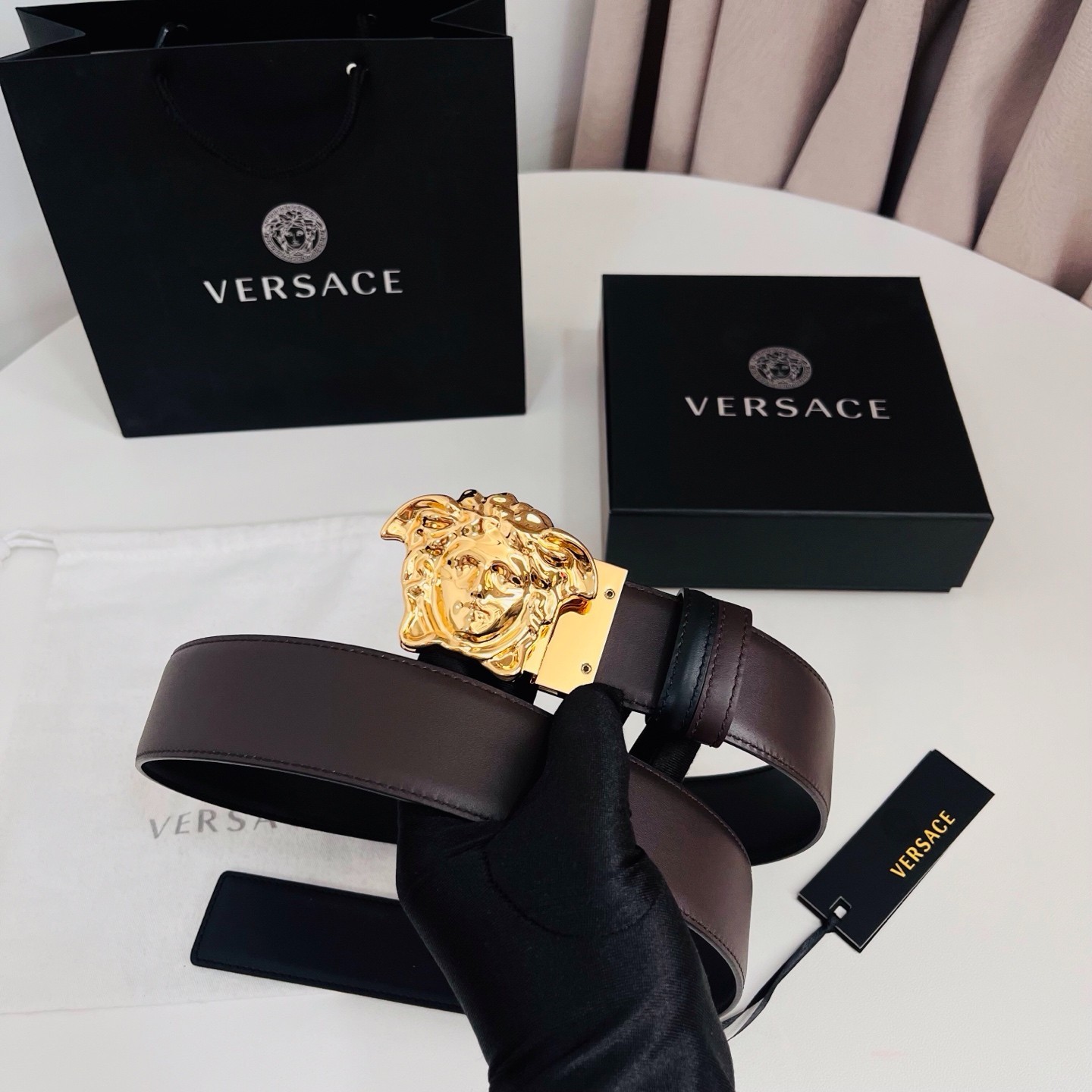 Authentic Versace La Medusa Men’s Leather Belt