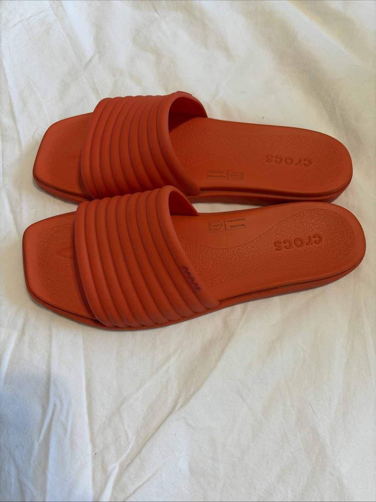 Crocs Miami Slide Sandals Womens Sz 8 Slip On Flats Orange Comfort Shoes
