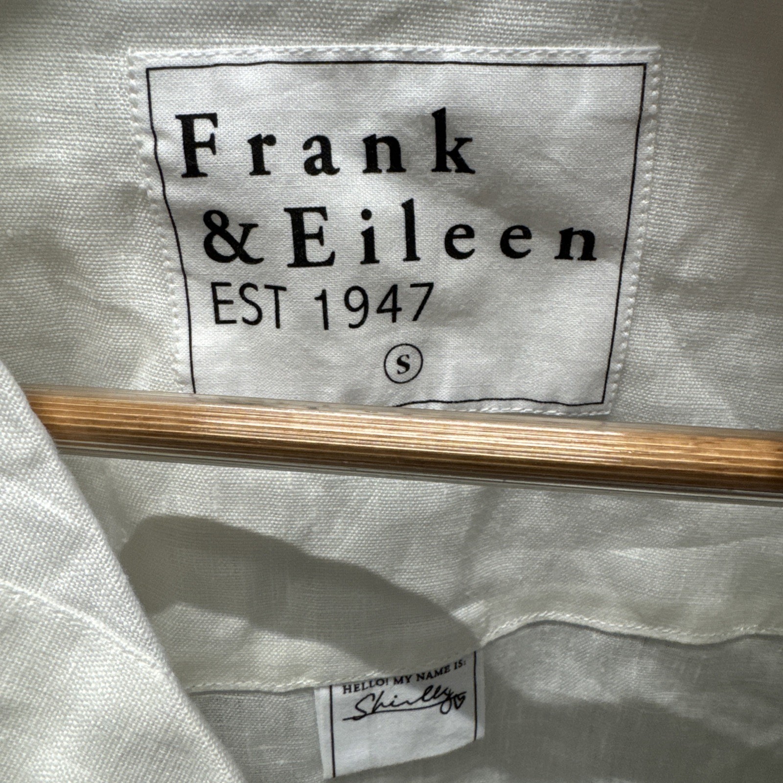 New Frank & Eileen $228 Shirley Oversized Button Up Shirt White 100% Linen Small