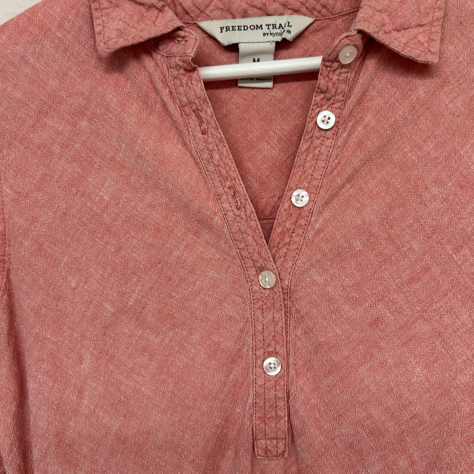 Freedom Trail by Kyodan Linen Blend Henley Tunic Shirt Dress Roll-Tab Sleeve M P