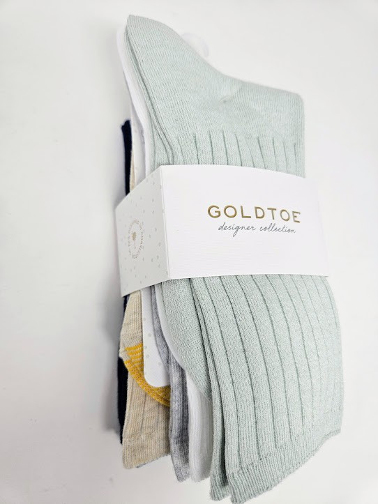 Gold Toe Women’s 6-Pack Ribbed Crew Socks 4585S5, sock sizes 9-11