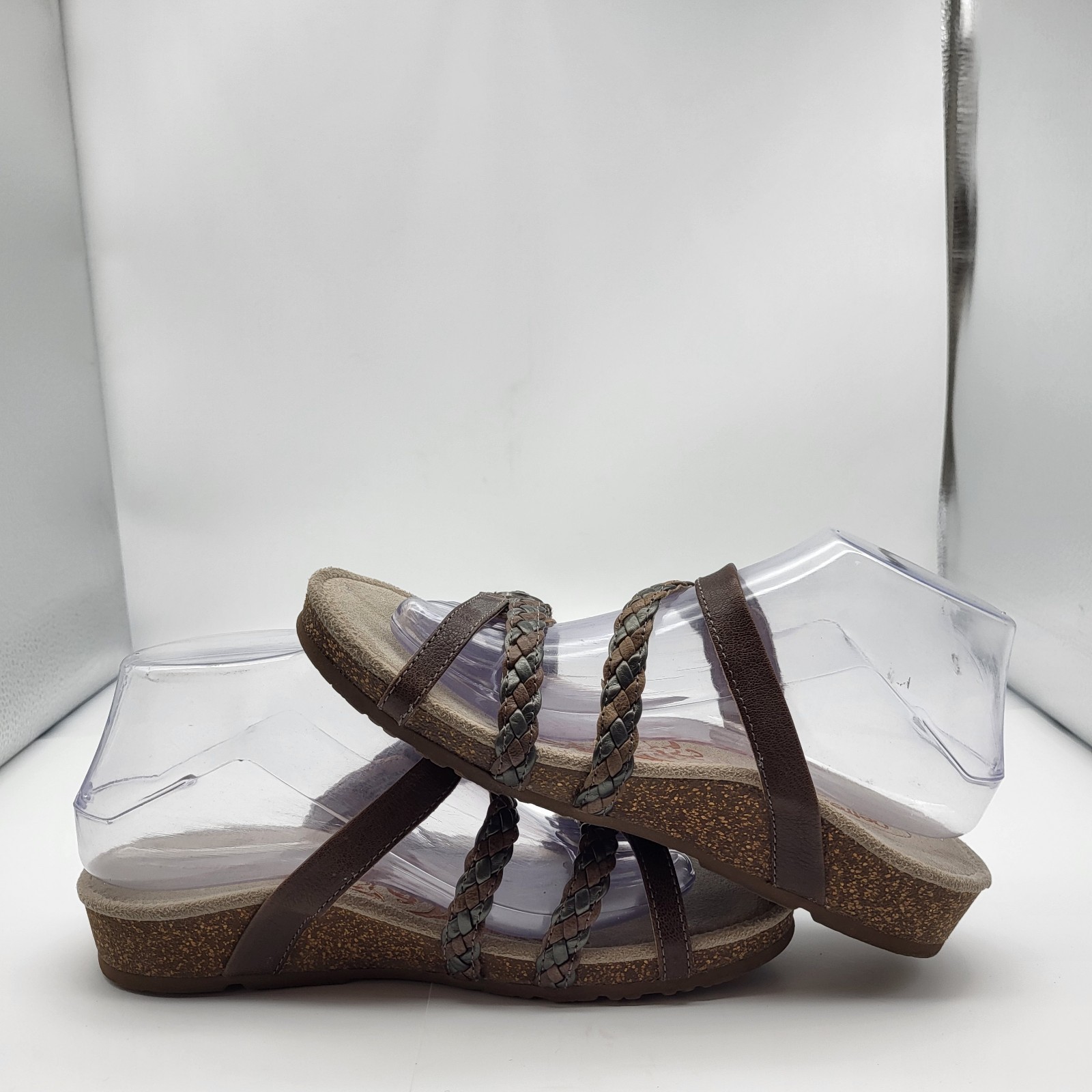 Aetrex Women’s Janey Sport Slide Walking Comfort Sandals Brown Leather Sz 8.5