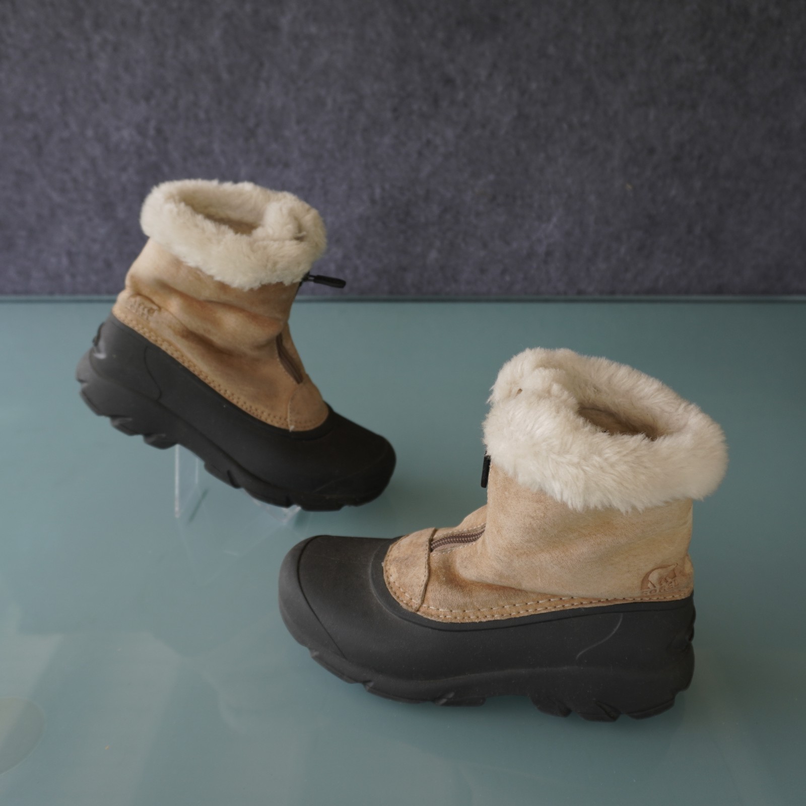 SOREL Snow Angel Zip Winter Boots Womens 6 Suede Waterproof Fur Insulated Brown