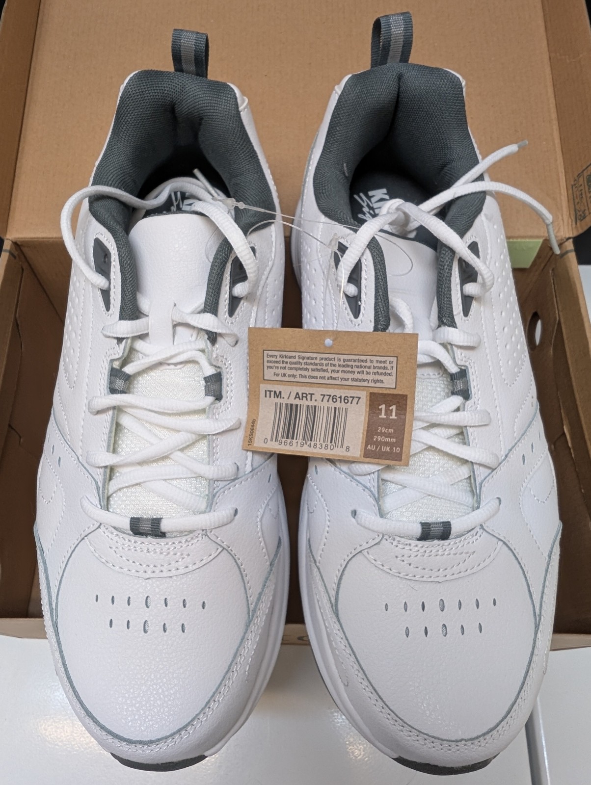 Kirkland 7761677 Signature Men’s Athletic Leather Shoes White Grey US Size 11