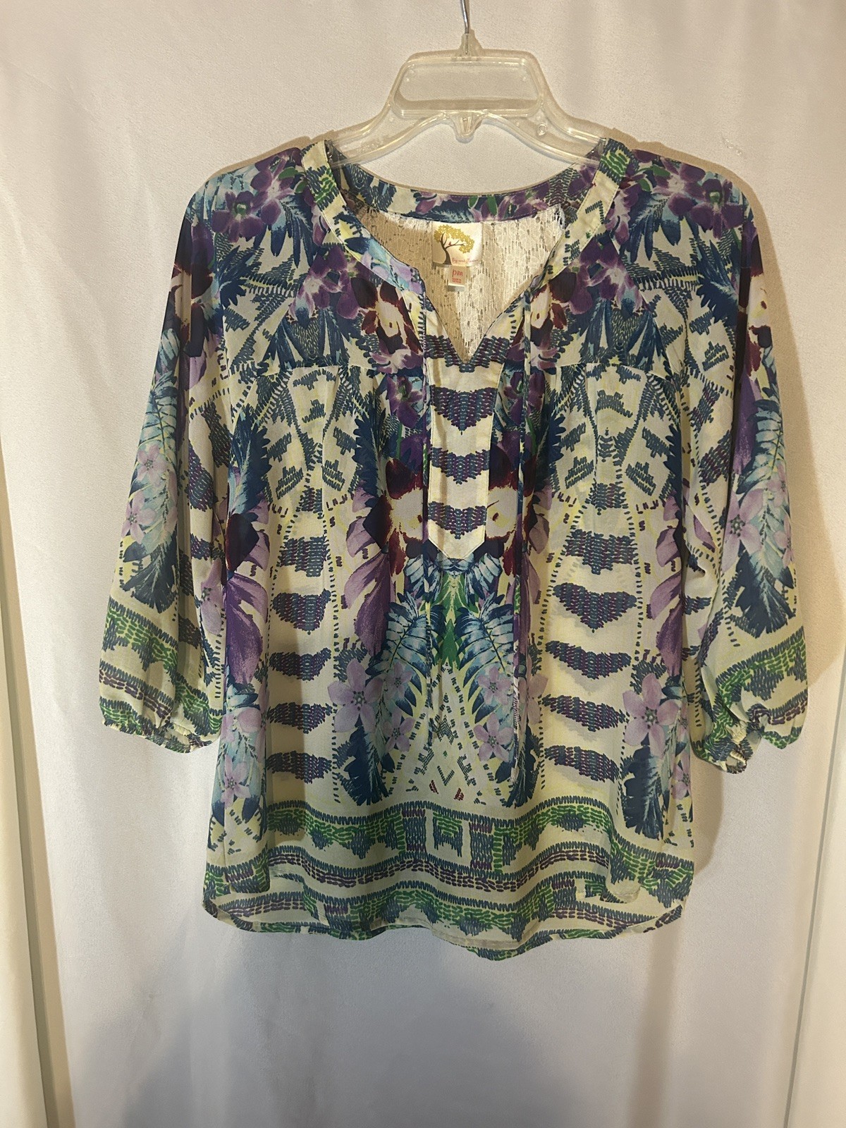 Fig and Flower Womens Long Sleeves Top Shirt Blouse Multicolor Size PM
