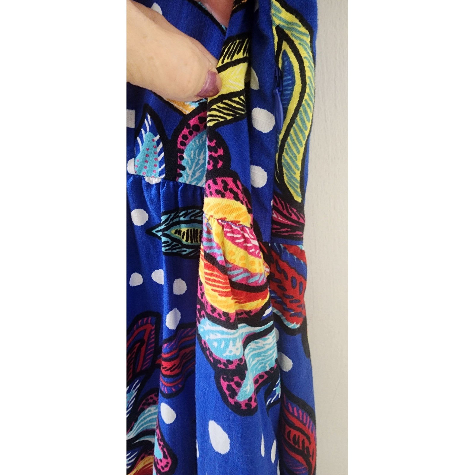 Tabitha Brown for Target Floral Polka Dot Maxi Dress Blue Size 4 V-Neck Pockets