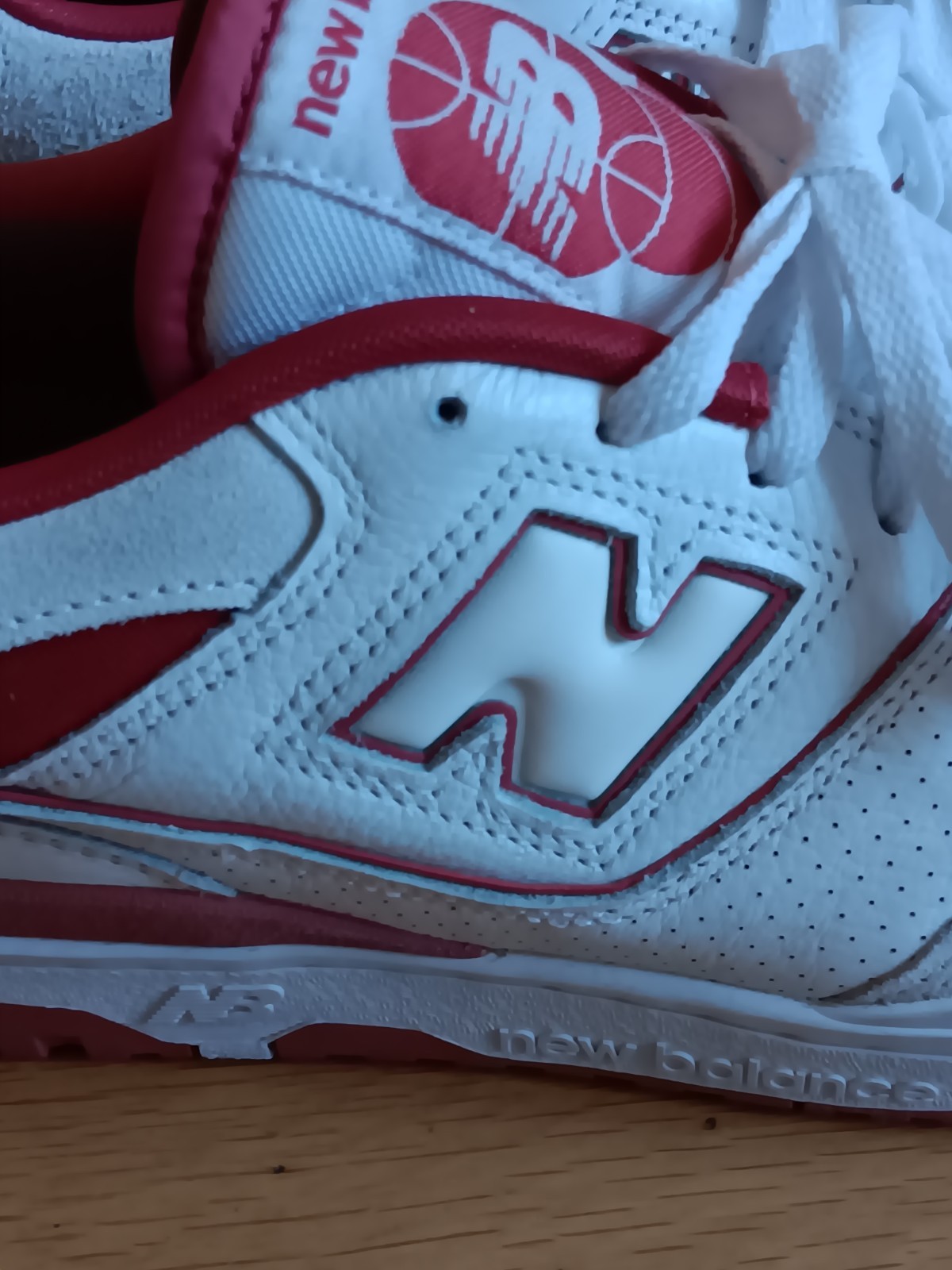 New Balance 550 White Red Sneakers Size 11.5 US Men
