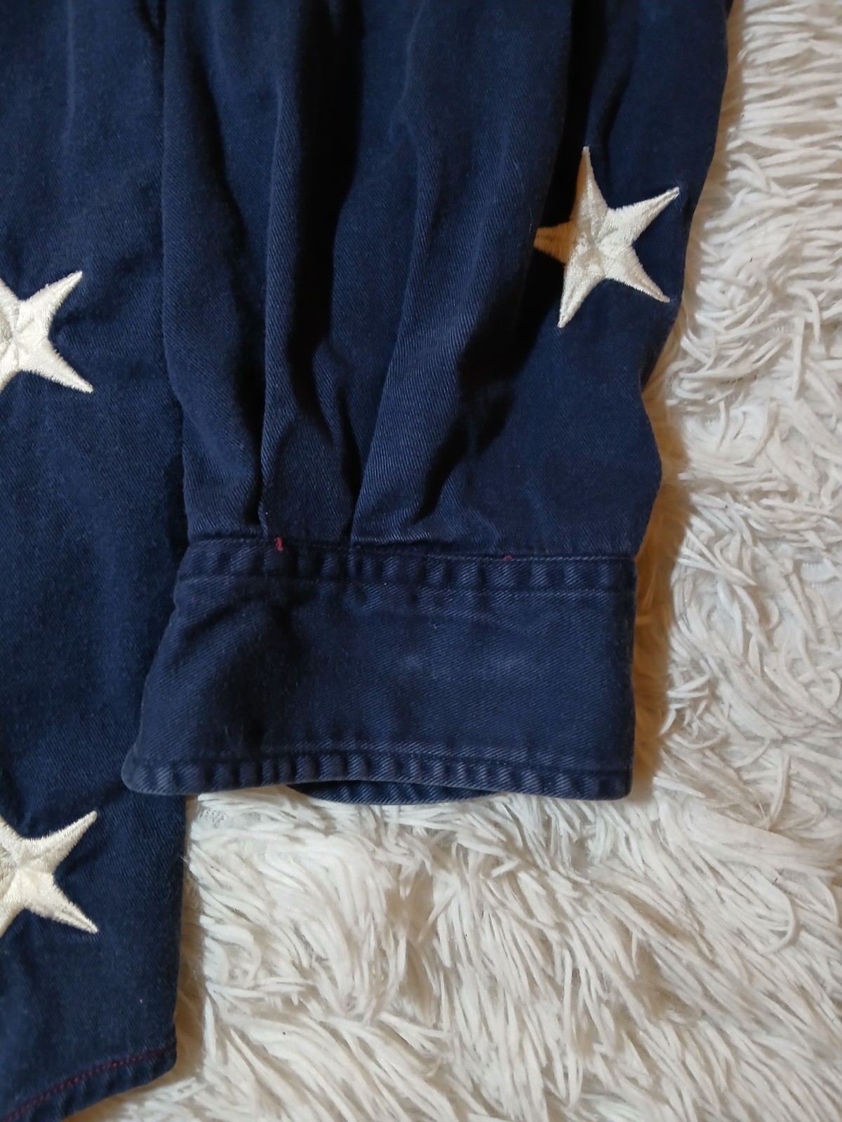 Men Vintage 90s Tommy Hilfiger Big Logo USA Flag Button Down Denim Shirt XL