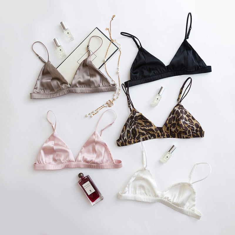 88% Mulberry Silk 12% Spandex Women Bra Thin Wire Free Wireless Bralette TG121