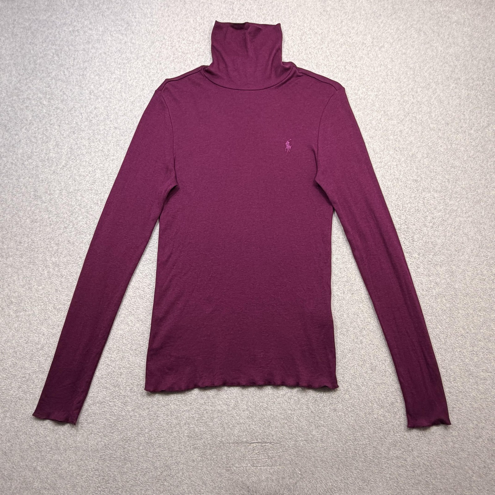 Ralph Lauren Sport Top Womens Large Magenta Turtleneck Long Sleeve Lightweight