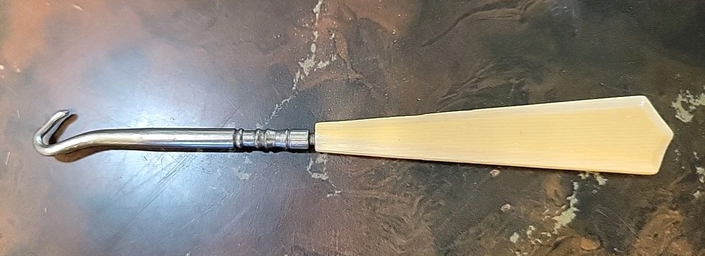 Antique 5.5in Button Hook with Celluloid Handle.