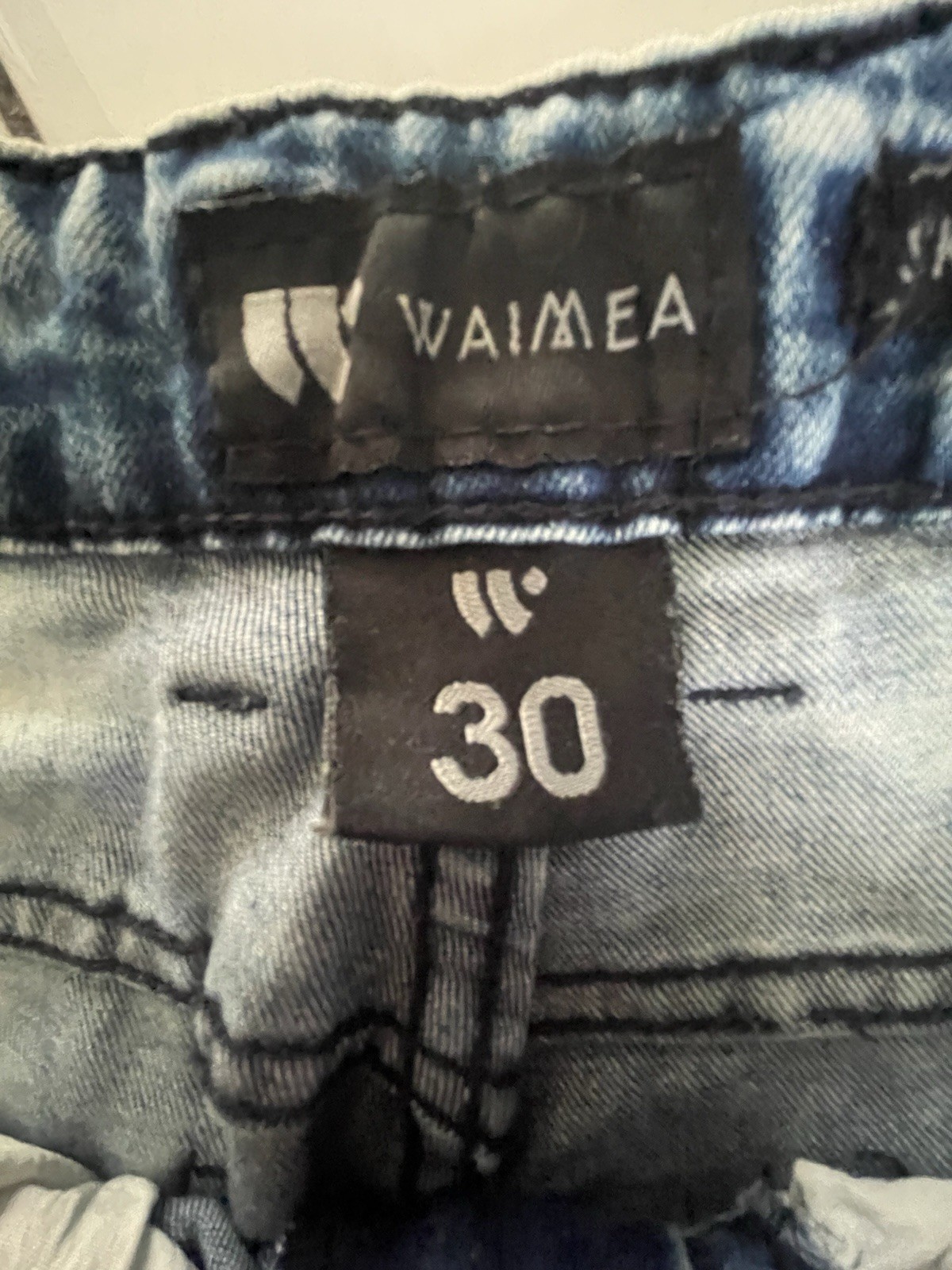 Waimea Men’s Stretch Skinny Denim Size 30 Acid Wash Moto Zipper Distressed Jeans