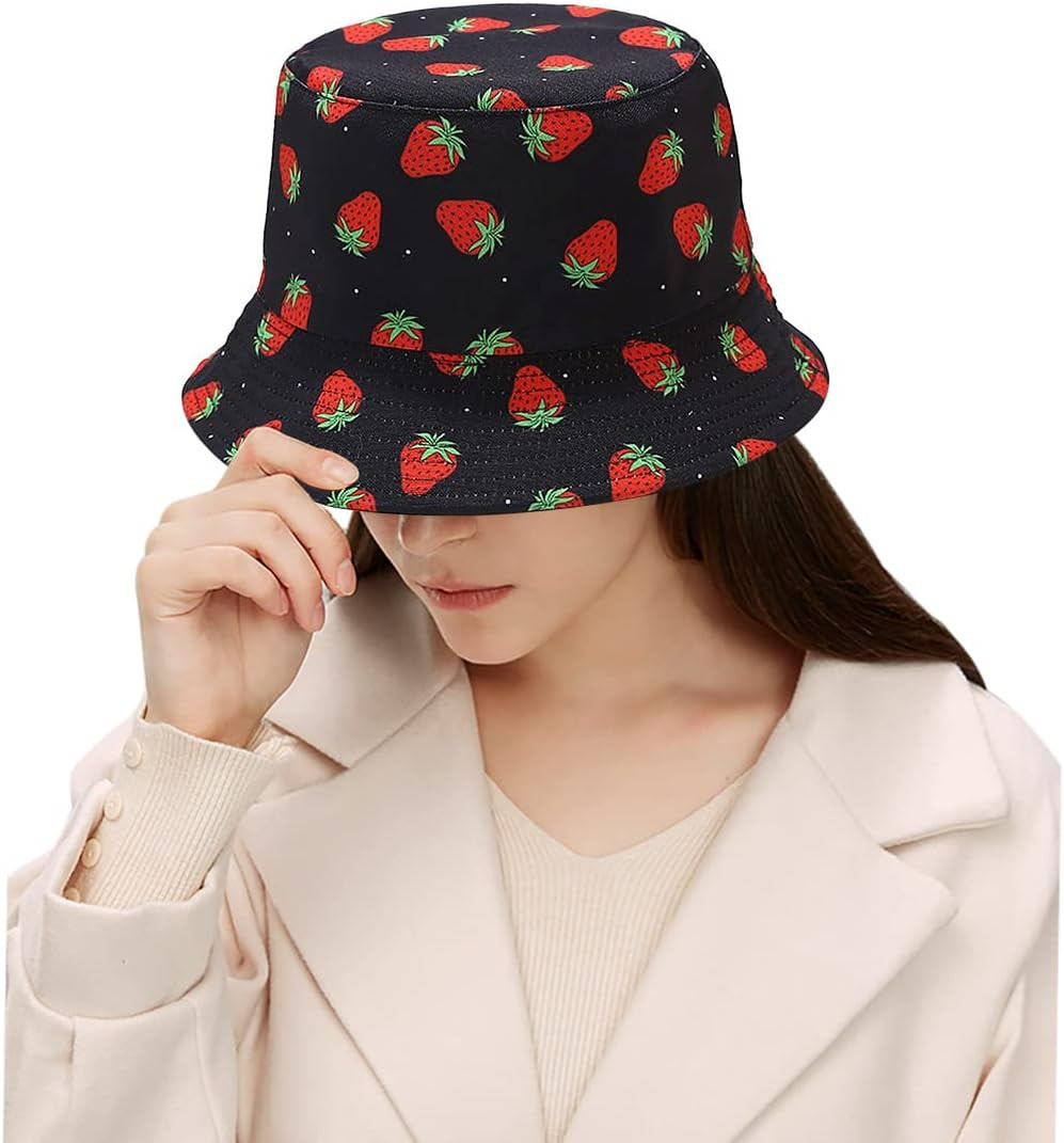 Unisex Bucket Hat Beach Sun Hat Aesthetic Fishing Hat for Men Women Teens, Rever