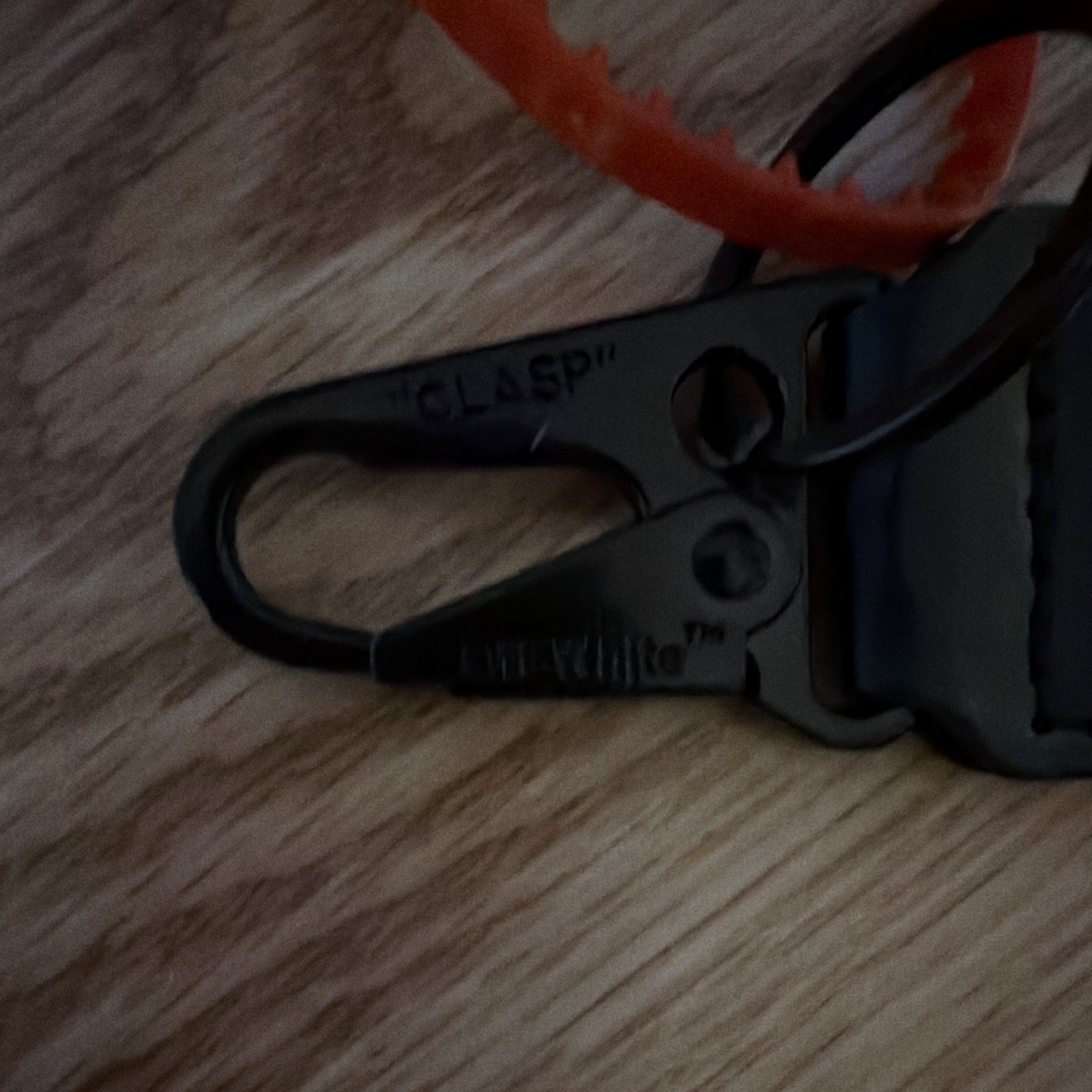Off-White Orange/Black Logo Strap Key Chain w/ Carabiner, Detachable Nylon