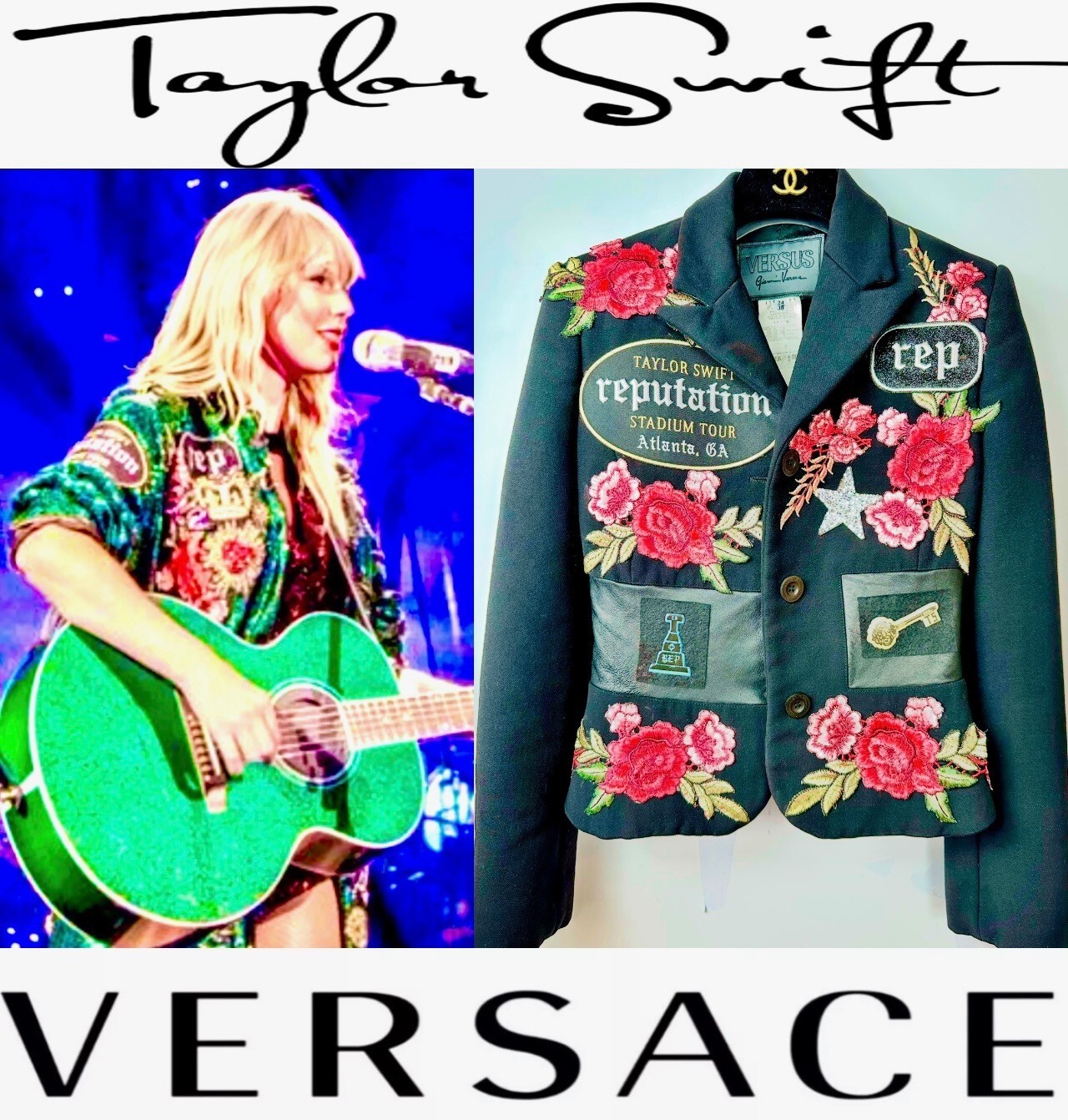 Versace Taylor Reputation Era Concert Costume Patch Jacket 36 38 0 2 Girl XS S M