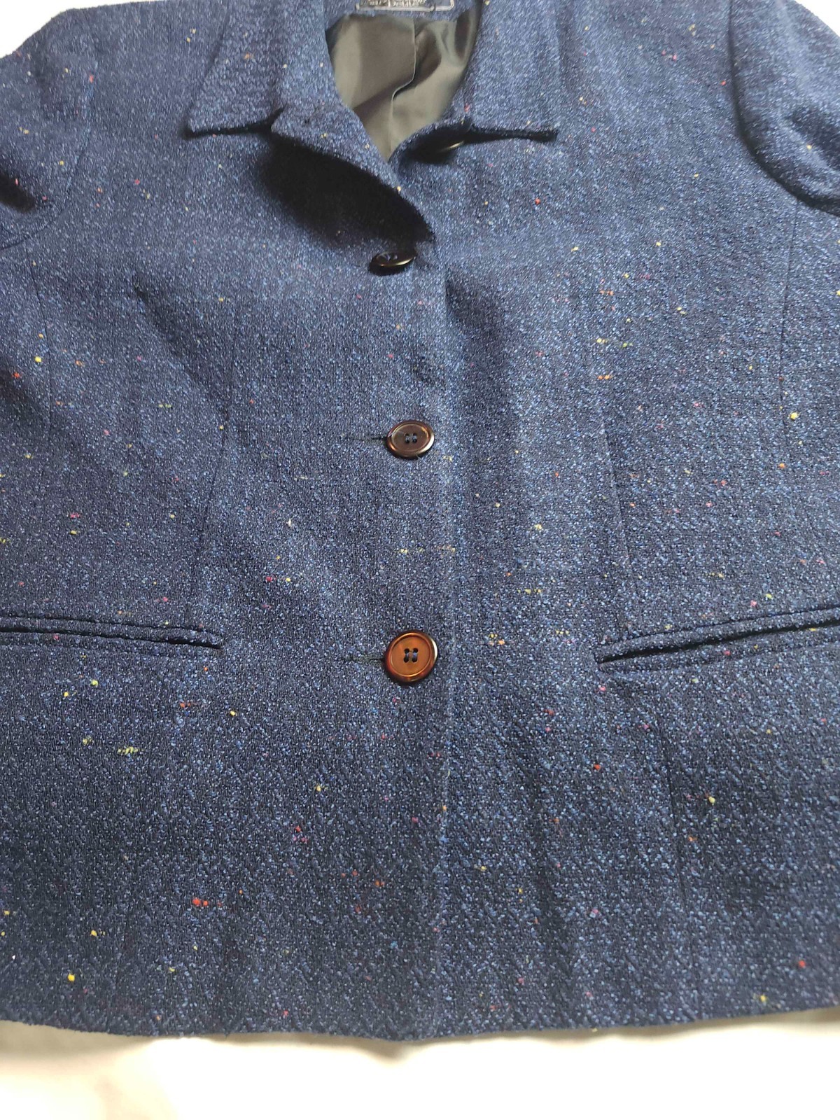 Vintage Norton McNaughton Blazer Jacket Womens 12P Blue Confetti Career Office