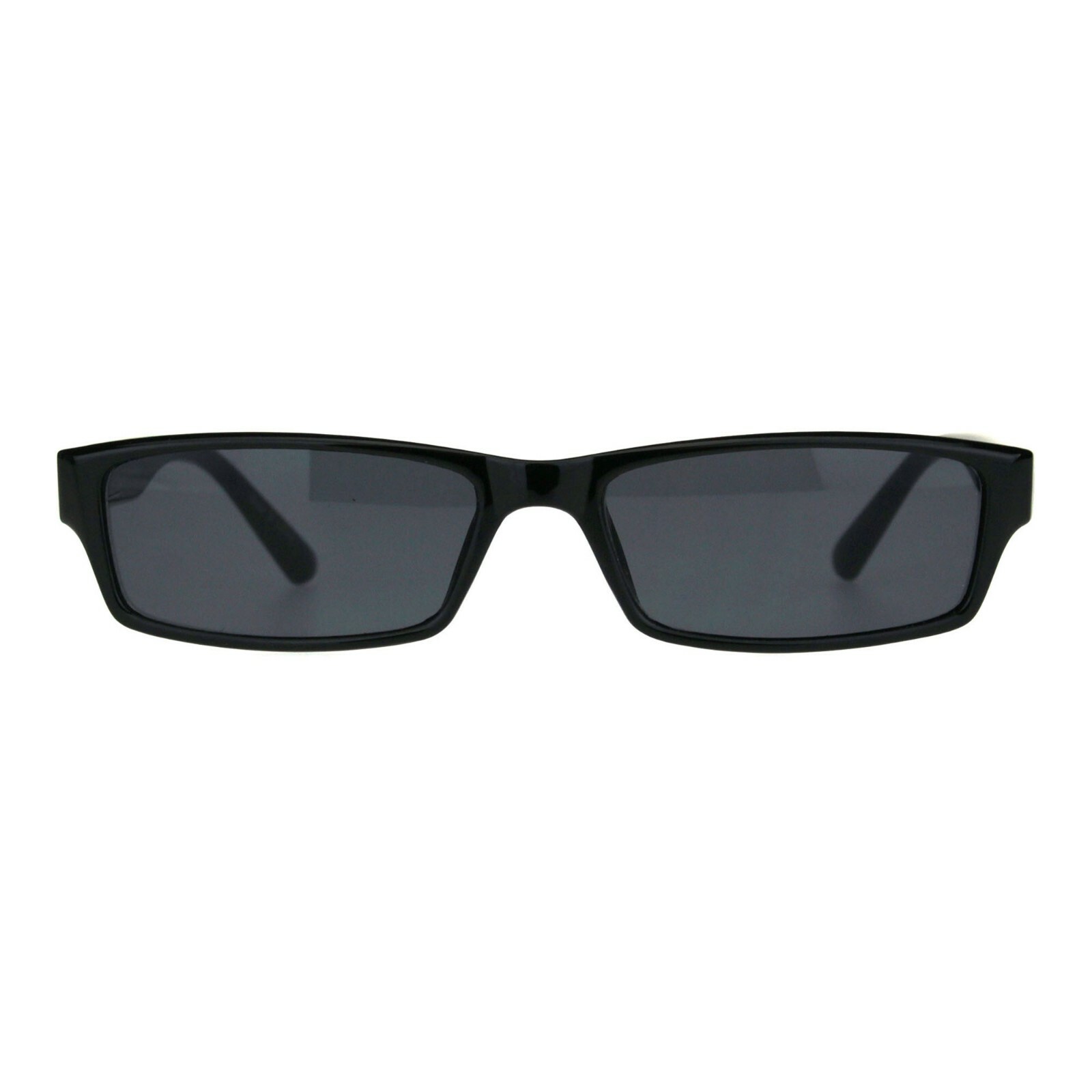 Small Rectangular Frame Sunglasses Spring Hinge Unisex Black UV 400