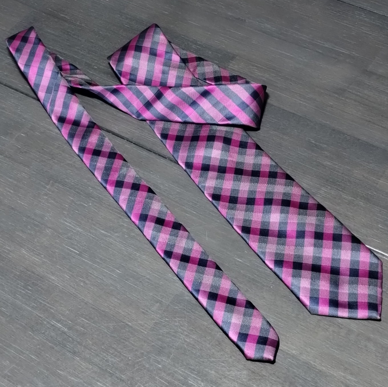 Tie Armando Italia Handmade Microfiber Woven Plaid Tie Pink Blue Classic 57″-60″