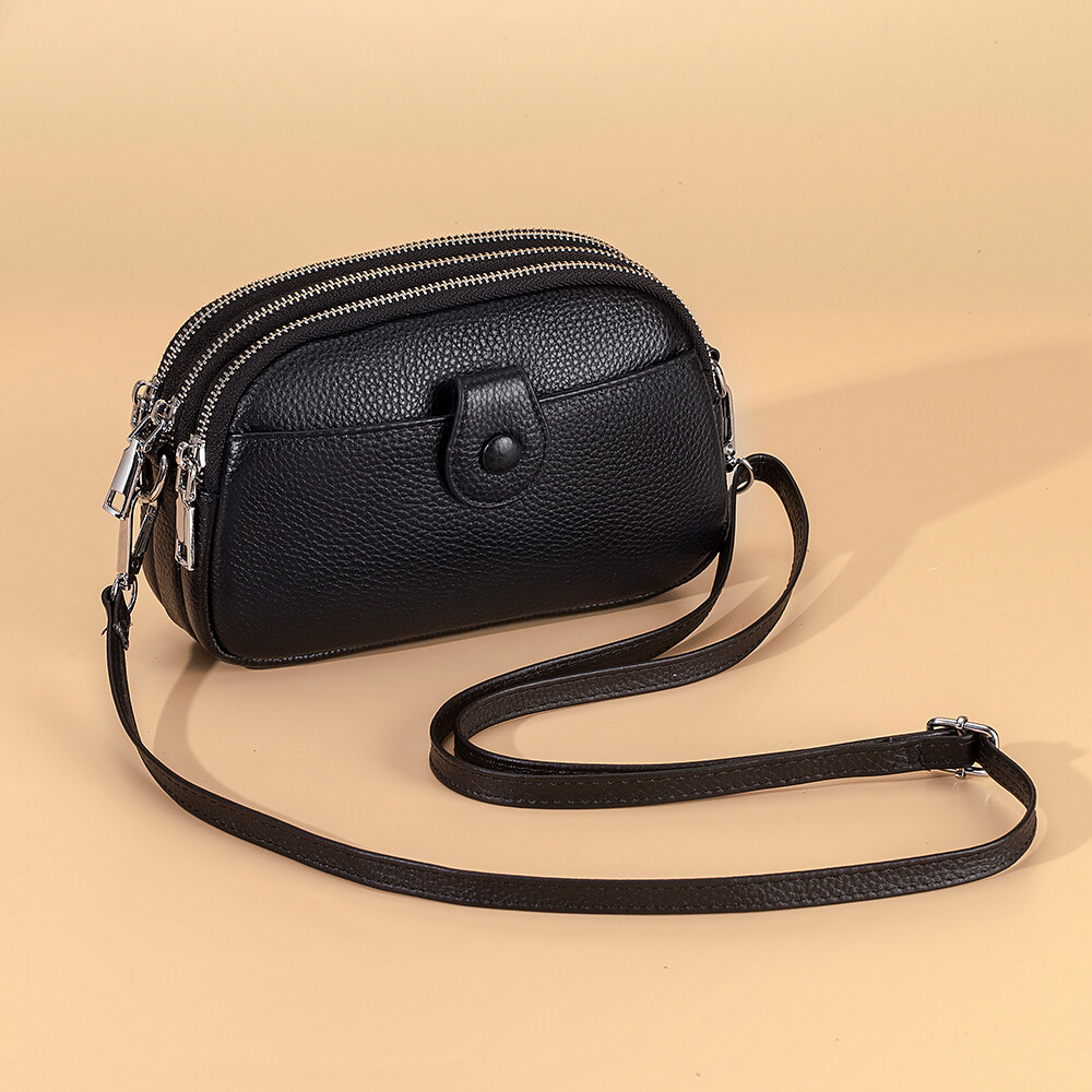 Womens Small Crossbody Bag Genuine Leather Shoulder Handbag Zip Cellphone Wallet