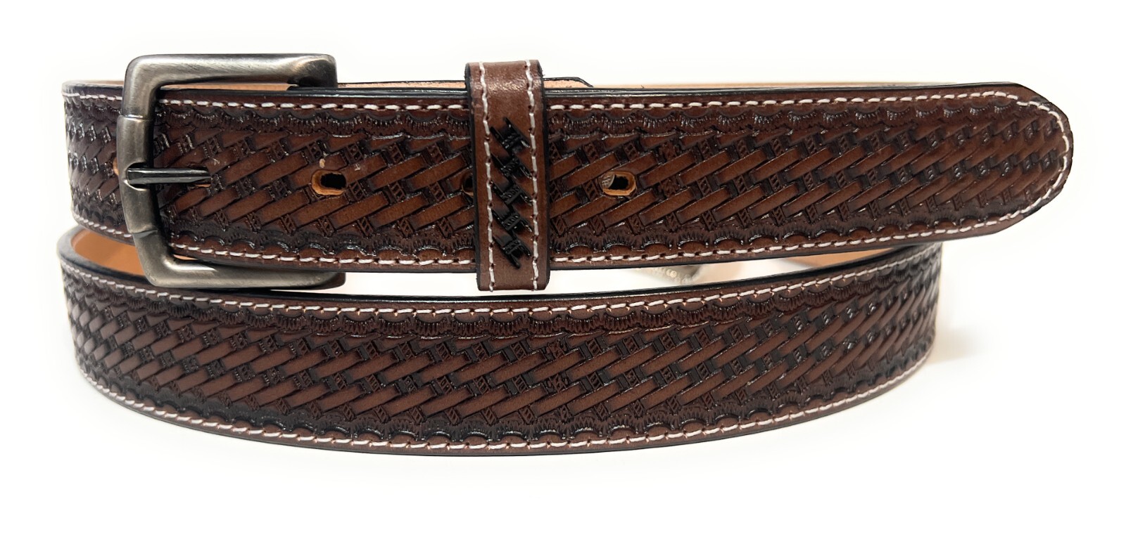 MEN’S HEAVY DUTY BASKET WEAVE CASUAL OR WORK LEATHER BELT, MEN’S LEATHER BELT