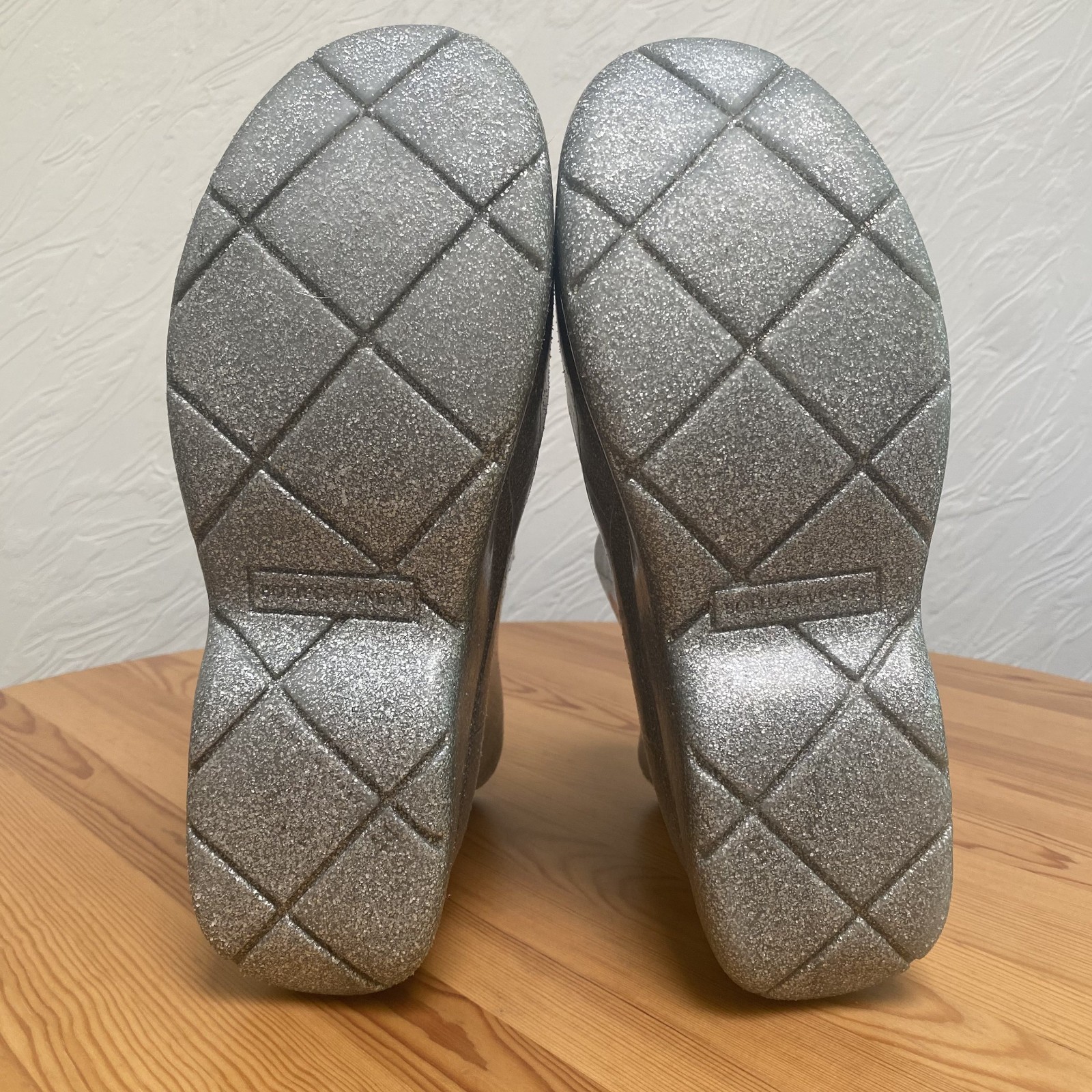 Bottega Veneta Silver Glitter Rubber Puddle Boots Mens 44 EU