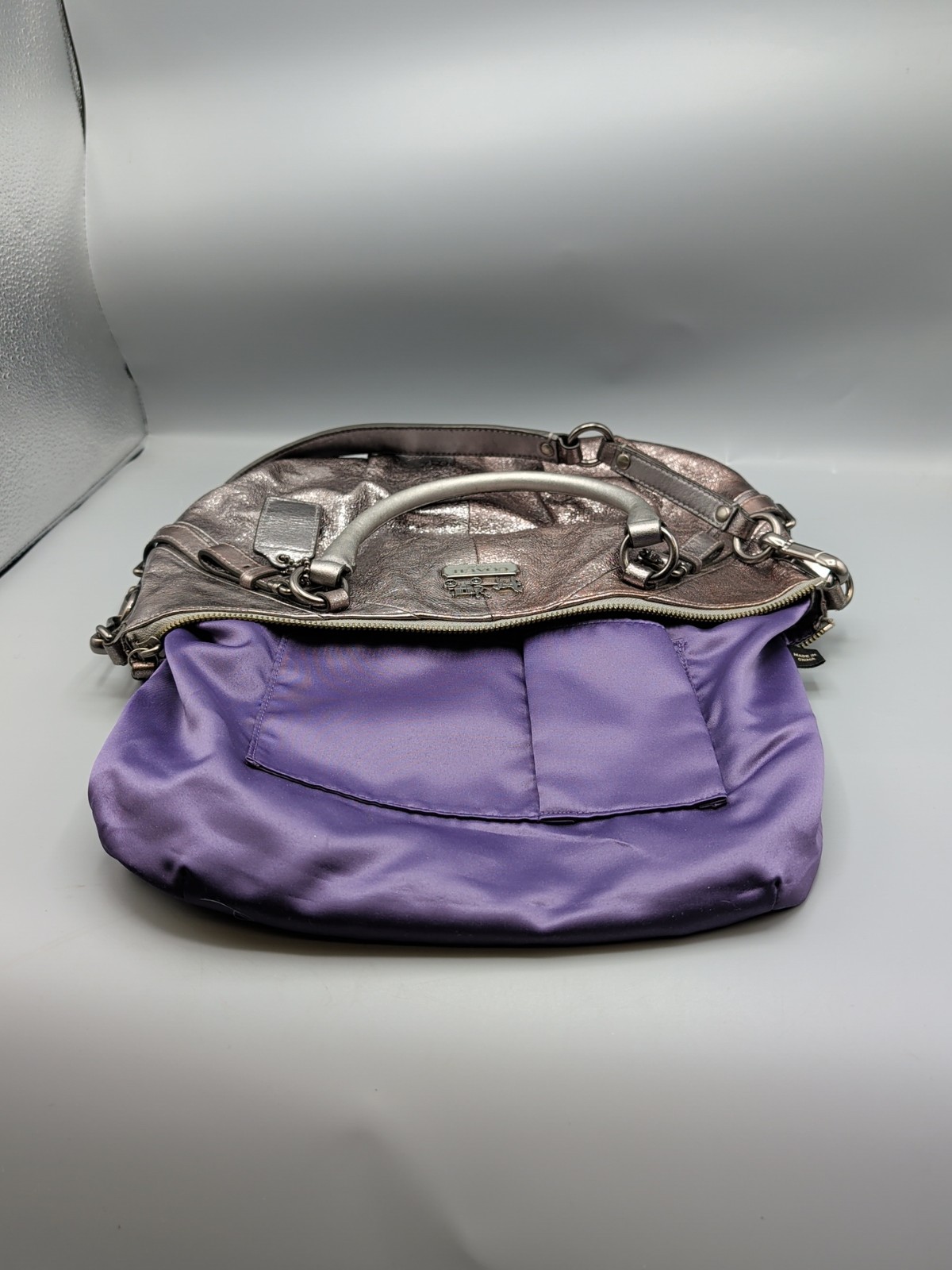 Coach Madison Sophia Metallic Satchel Handbag Silver/ Rose Gold